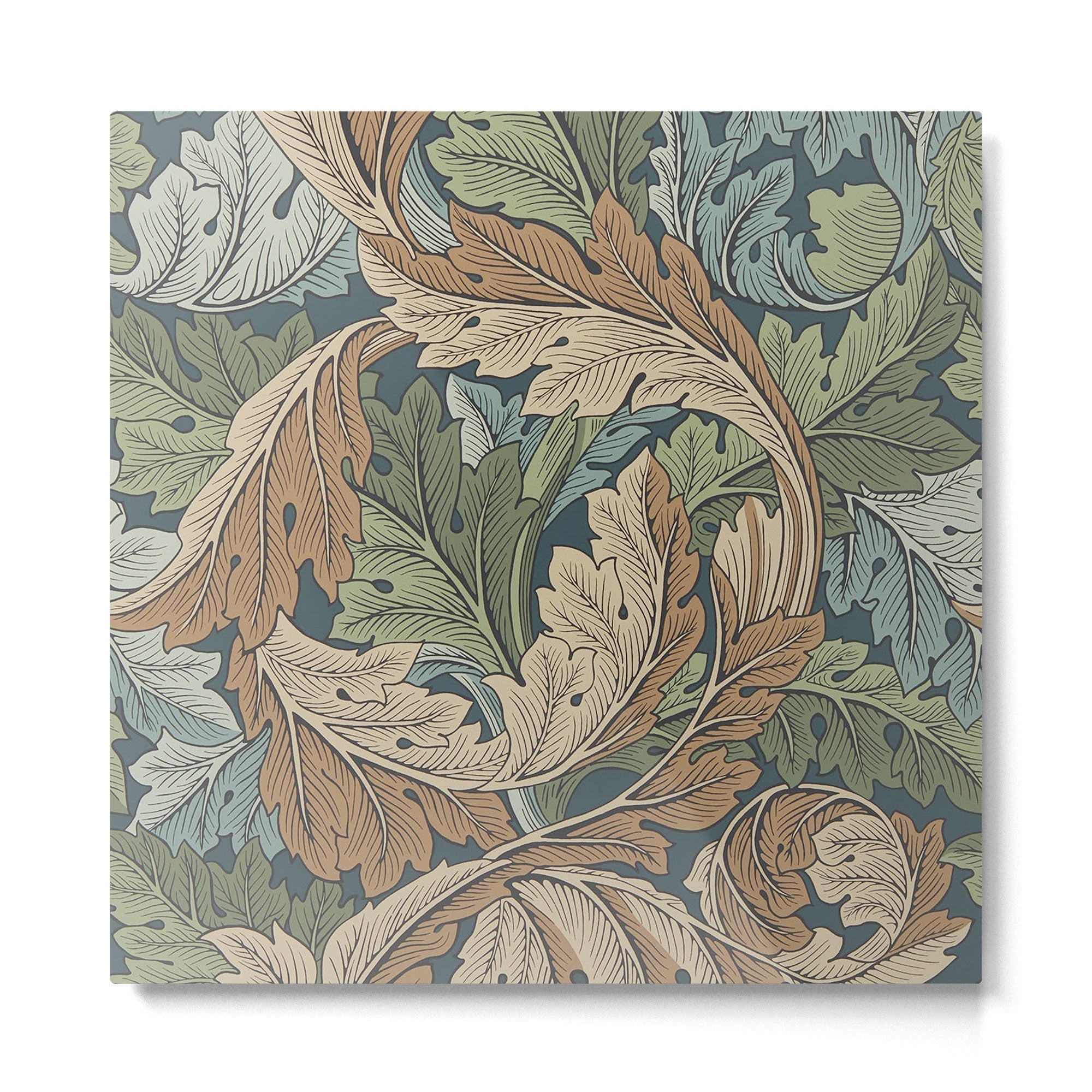 William Morris Acanthus Leaves Slate Blue Thyme Vintage Pattern Metal Print | TeksDecor