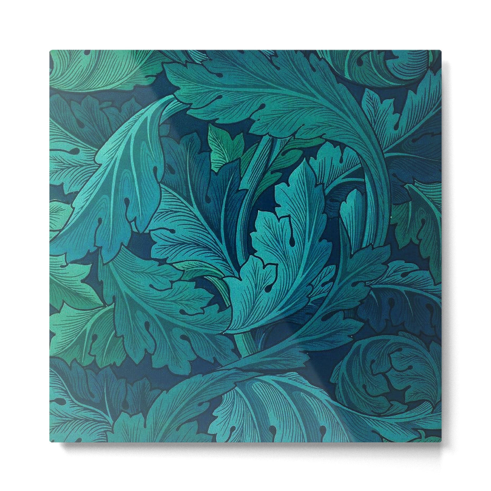 William Morris Acanthus Peacock Teal Vintage Pattern Metal Print | TeksDecor