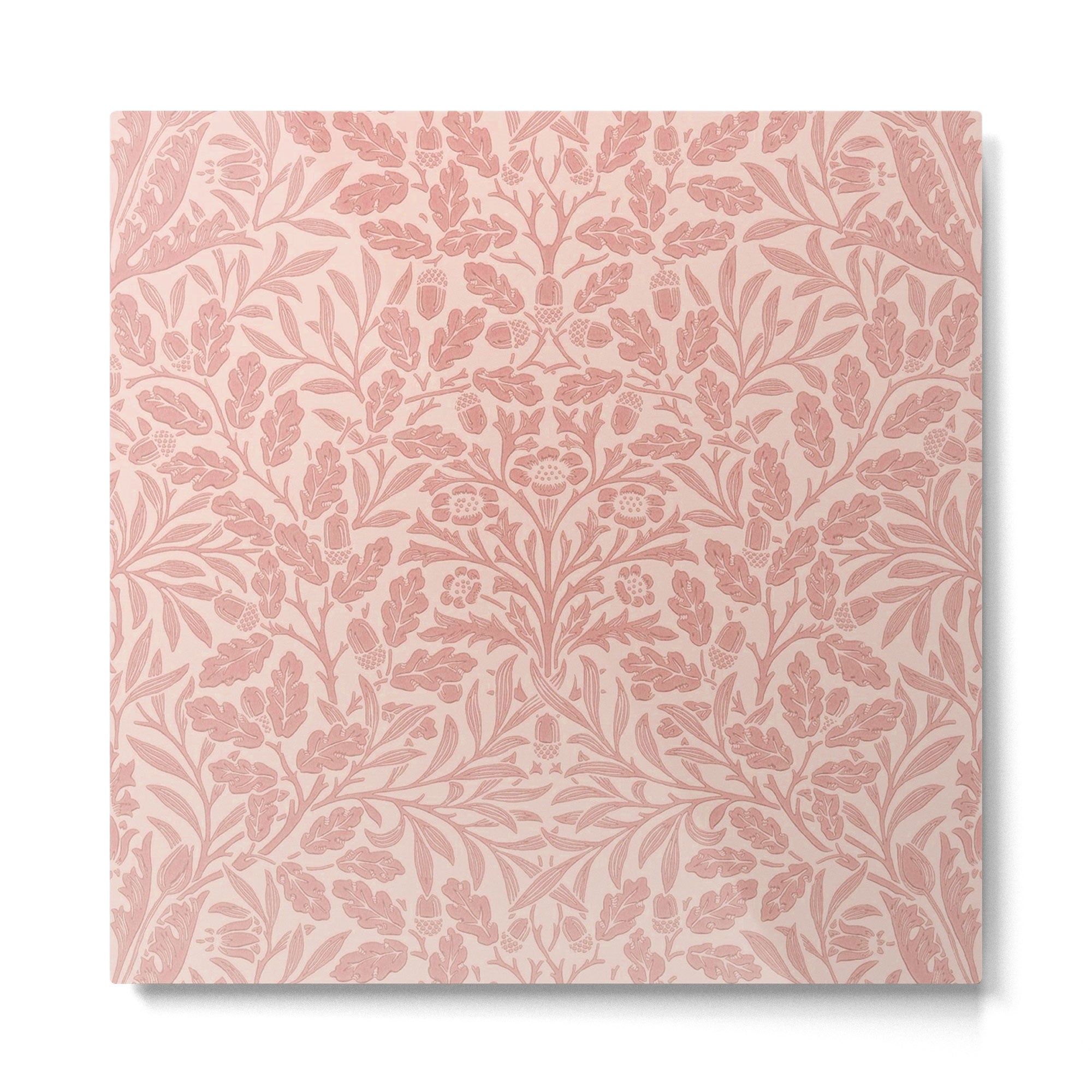 William Morris Acorn Pastel Rose Pink Metal Print | TeksDecor