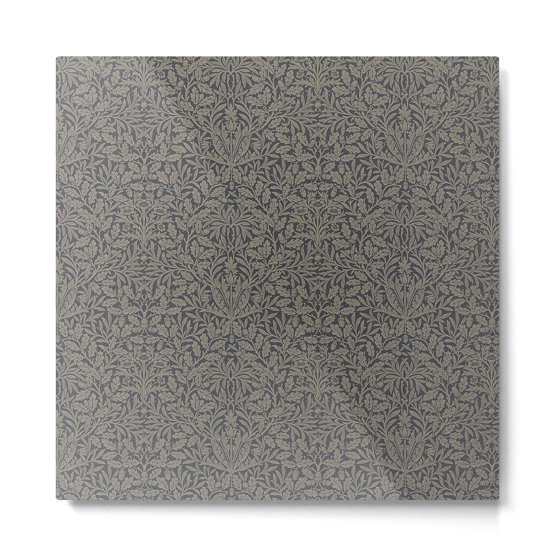 William Morris Acorn Pure Charcoal Gilver Metal Print | TeksDecor