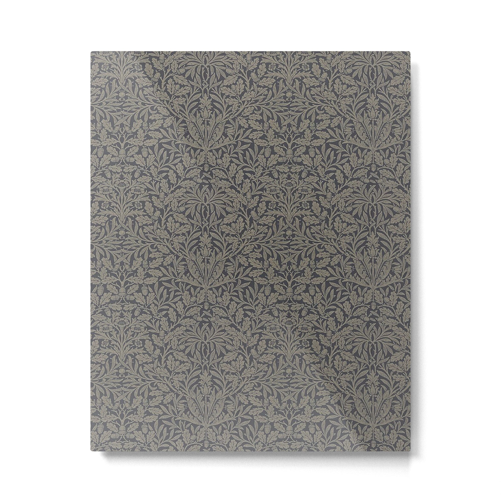 William Morris Acorn Pure Charcoal Gilver Metal Print | TeksDecor