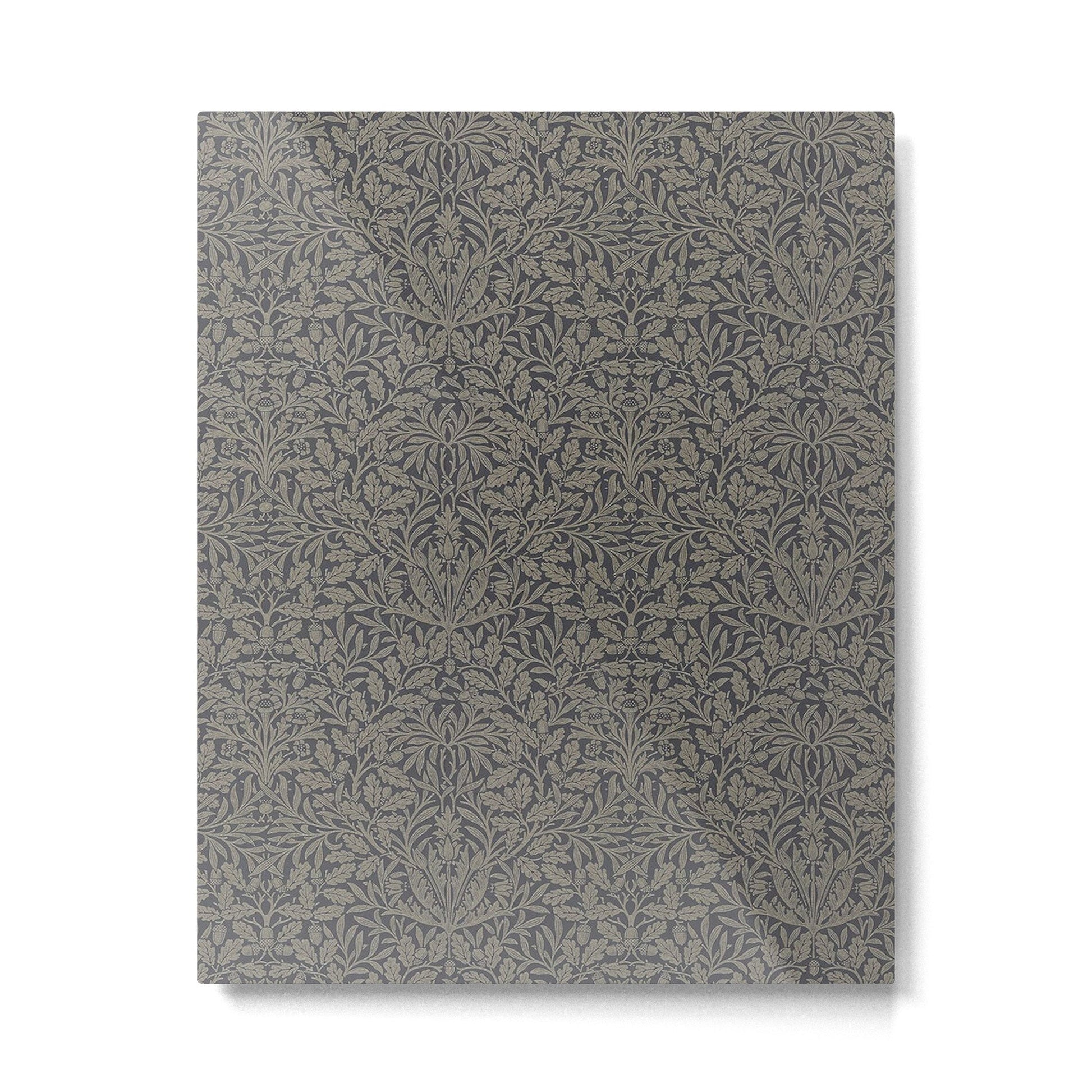 William Morris Acorn Pure Charcoal Gilver Metal Print | TeksDecor
