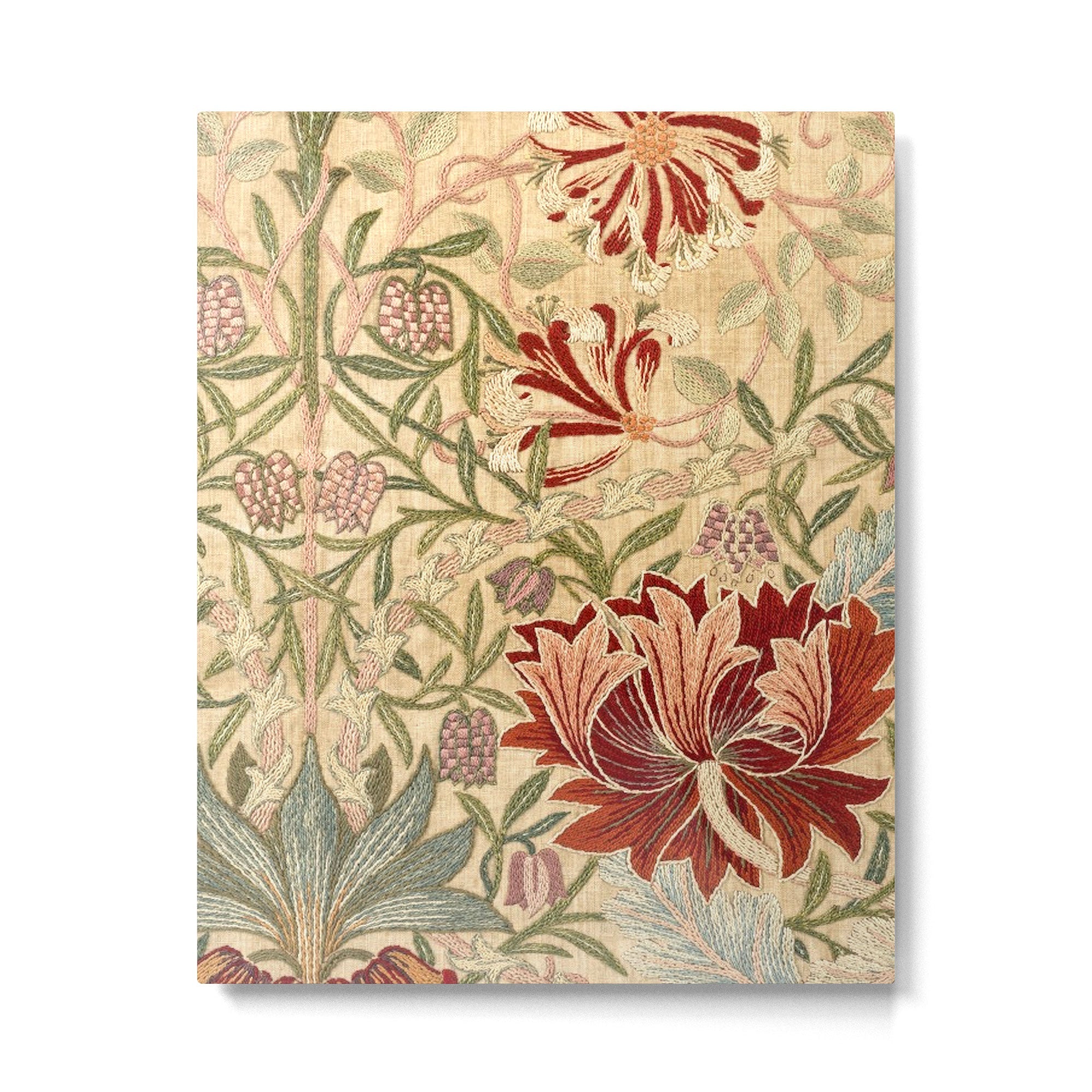 William Morris Antique Honeysuckle Embroidery Metal Print | TeksDecor