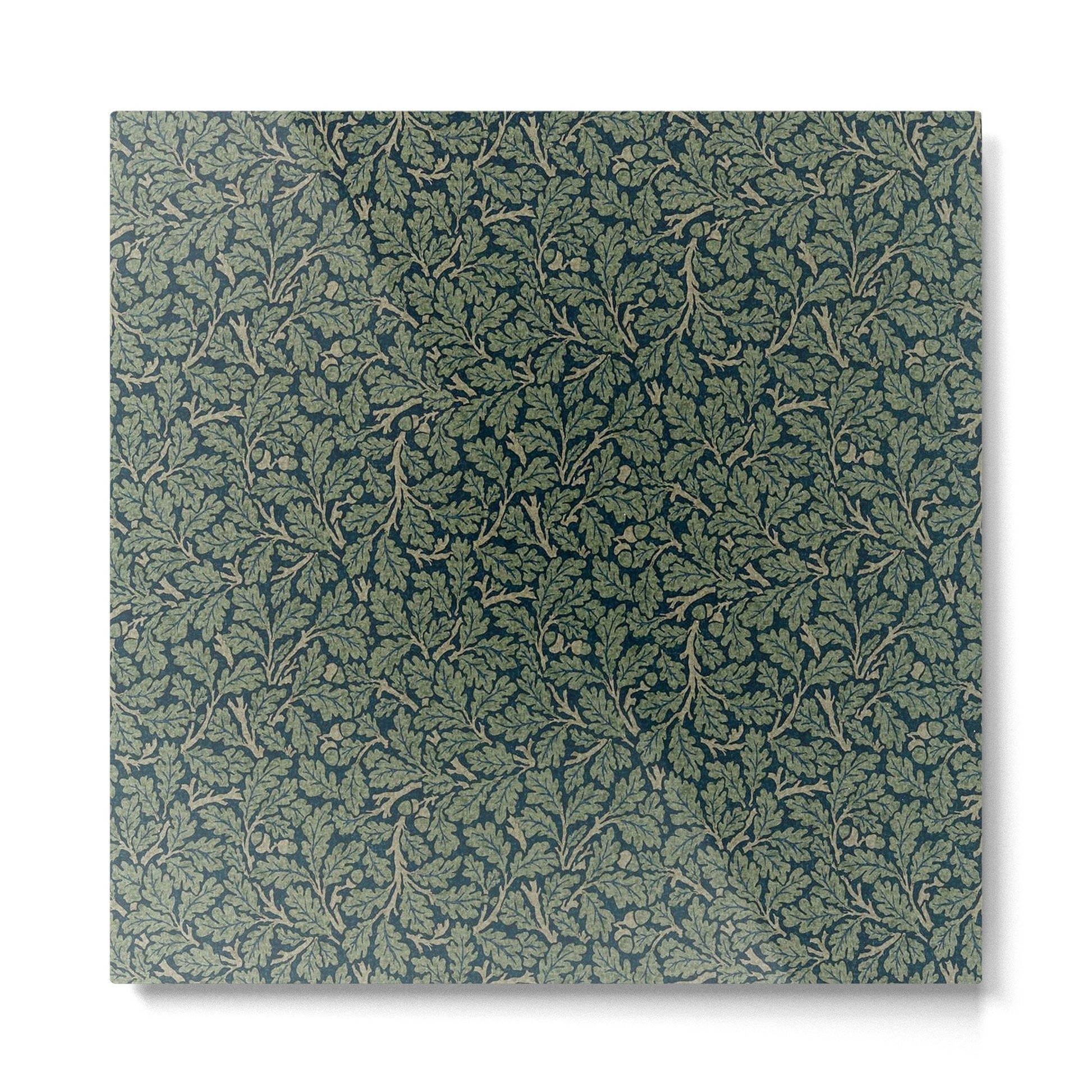 William Morris Antique Oak Leaf Teal Slate Metal Print | TeksDecor