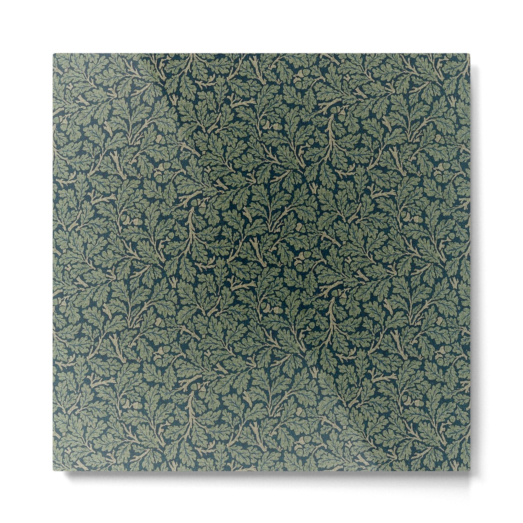 William Morris Antique Oak Leaf Teal Slate Metal Print | TeksDecor