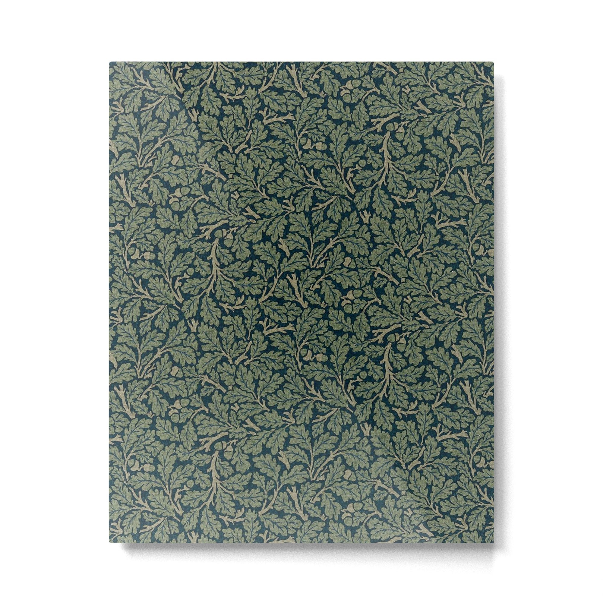 William Morris Antique Oak Leaf Teal Slate Metal Print | TeksDecor