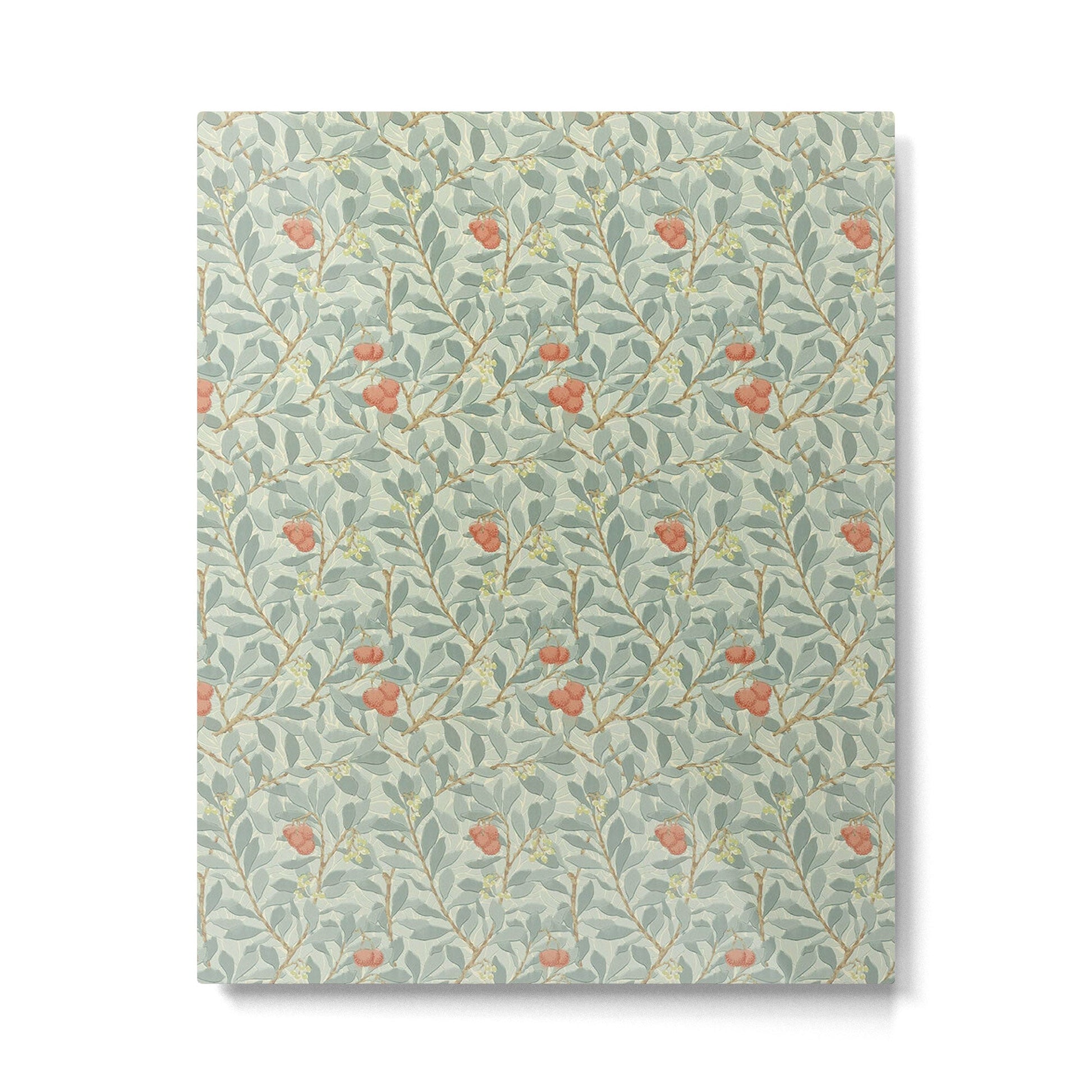 William Morris Arbutus Blue Cream Red Vintage Pattern Metal Print | TeksDecor