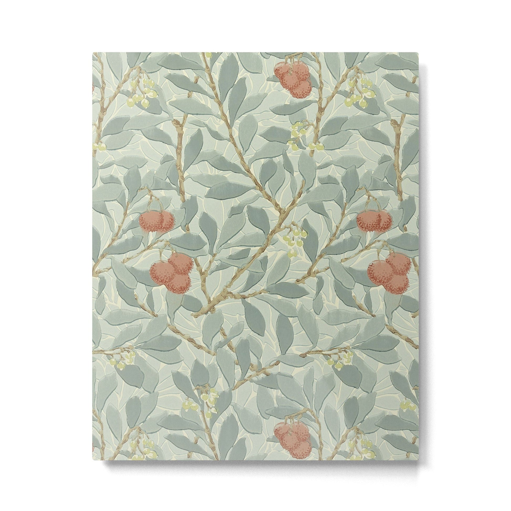 William Morris Arbutus Major Blue Cream Red Pattern Metal Print | TeksDecor
