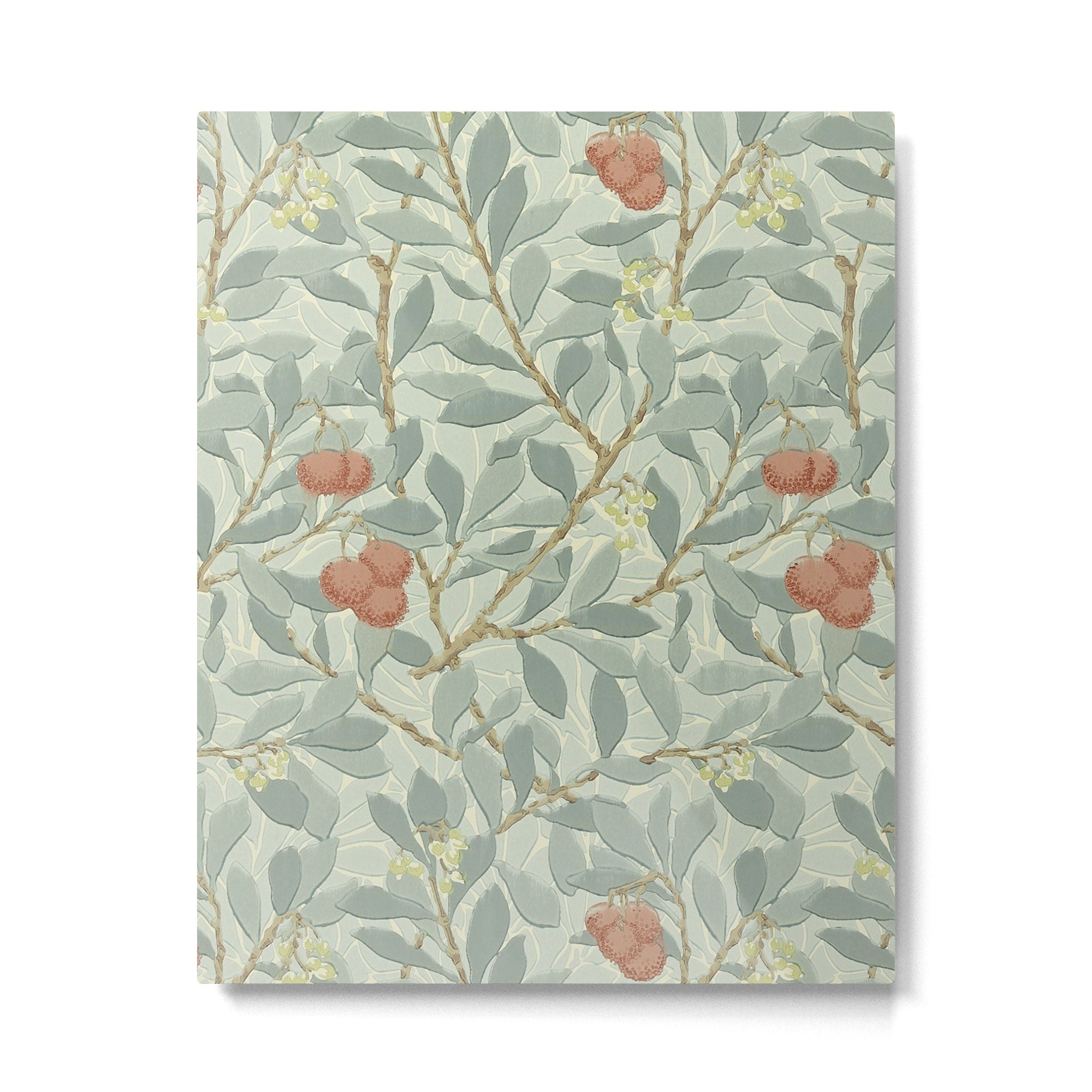 William Morris Arbutus Major Blue Cream Red Pattern Metal Print | TeksDecor
