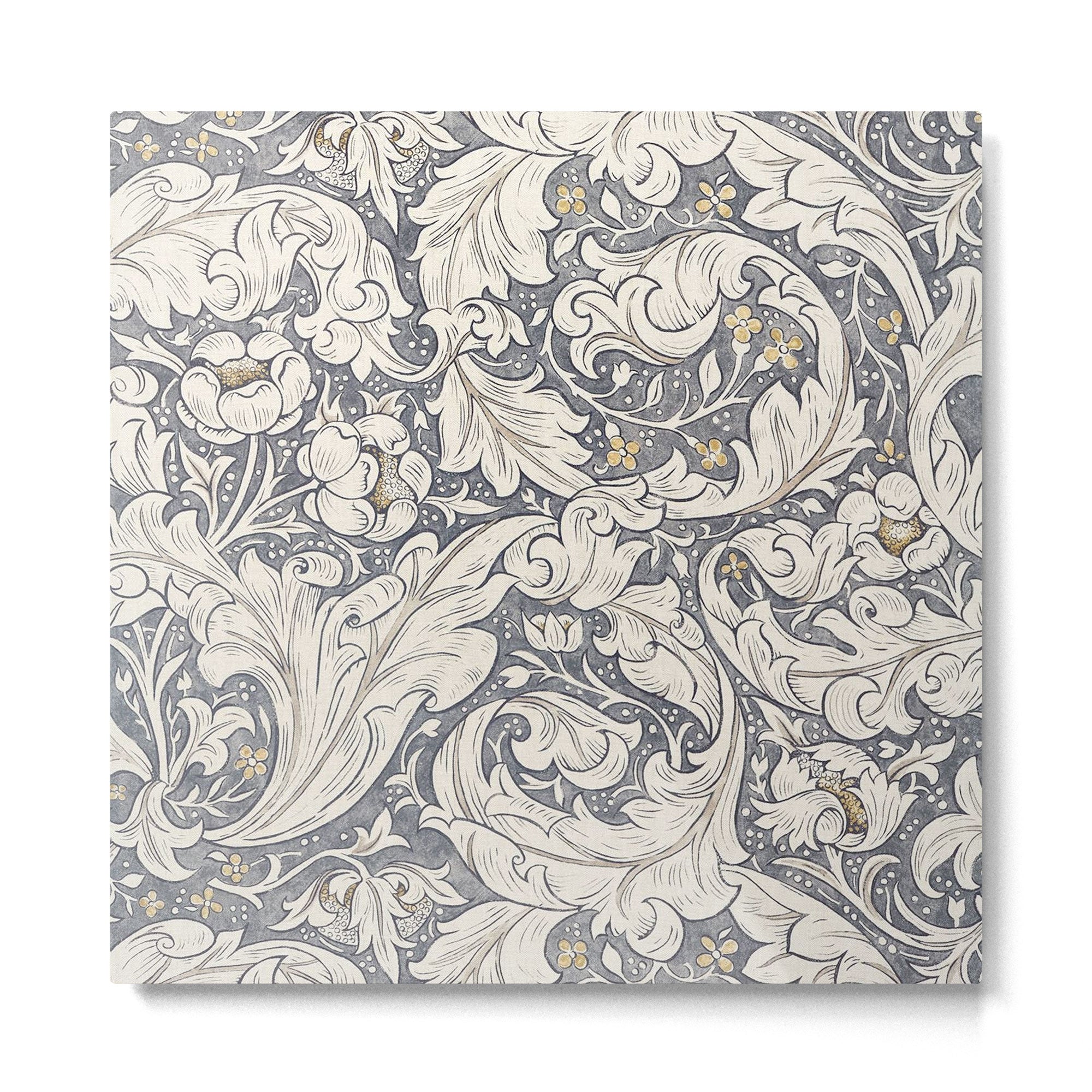 William Morris Bachelors Button Black Ink Vintage Pattern Metal Print | TeksDecor
