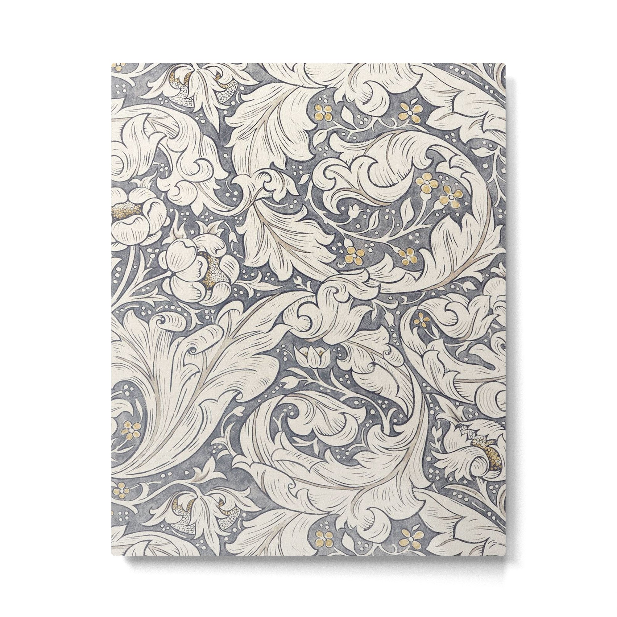 William Morris Bachelors Button Black Ink Vintage Pattern Metal Print | TeksDecor