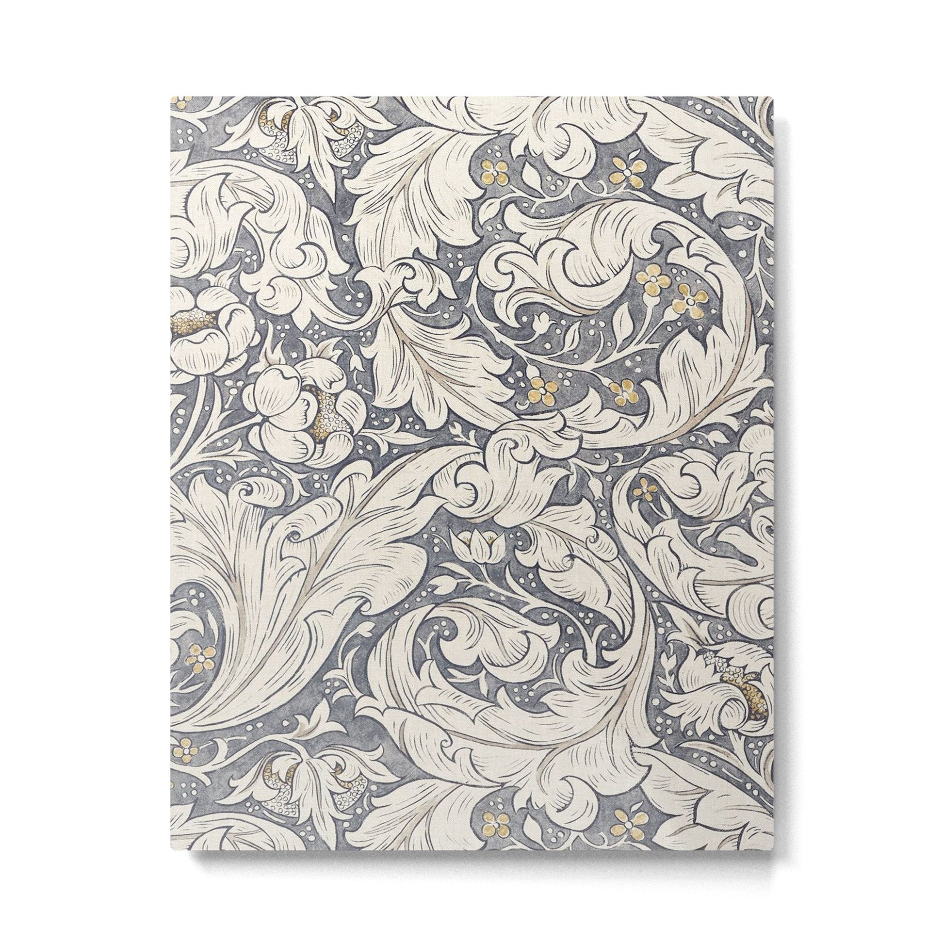 William Morris Bachelors Button Black Ink Vintage Pattern Metal Print | TeksDecor