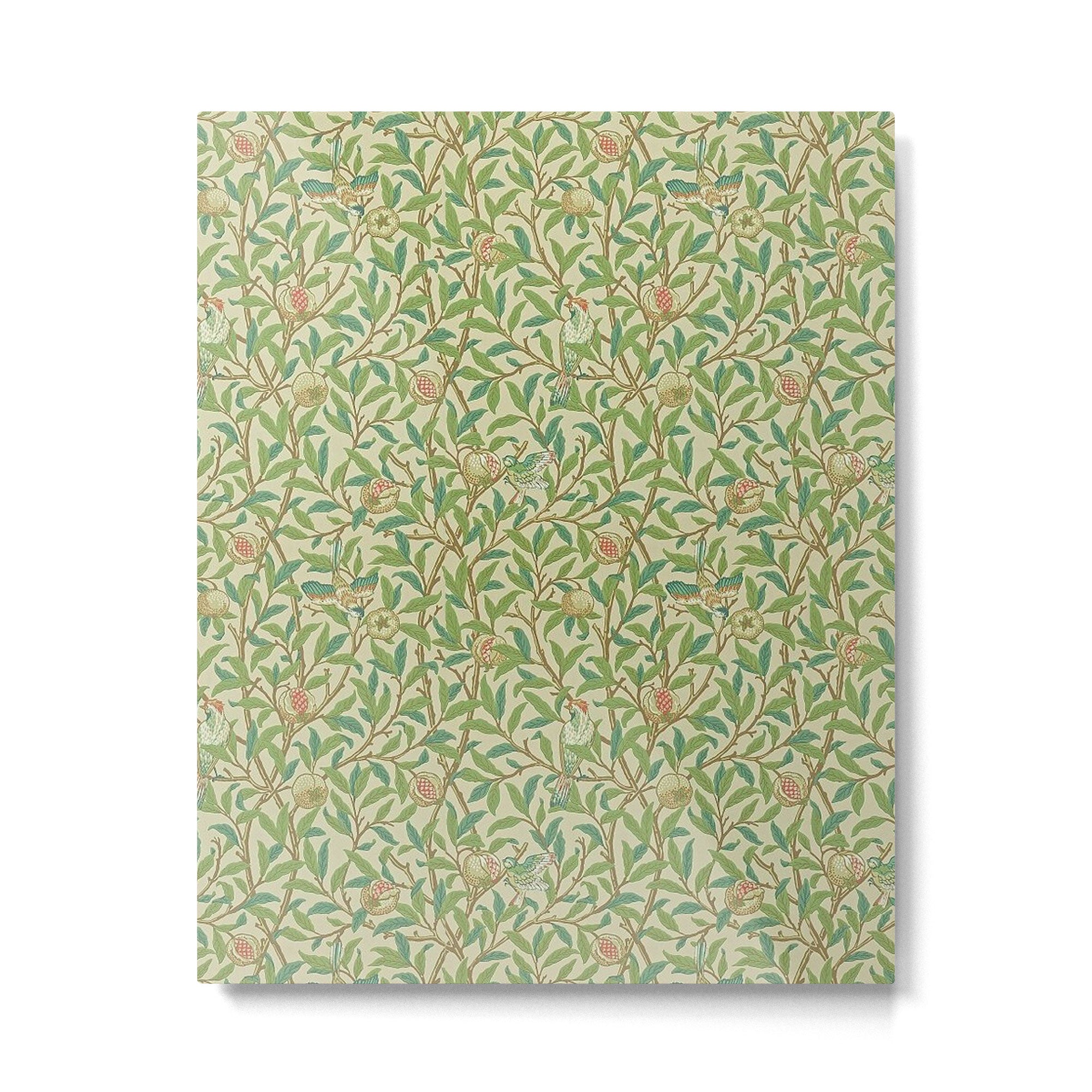 William Morris Bird and Pomegranate Green Parchment Metal Print | TeksDecor