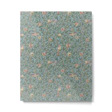 William Morris Bird and Pomegranate Turquoise Coral Metal Print | TeksDecor