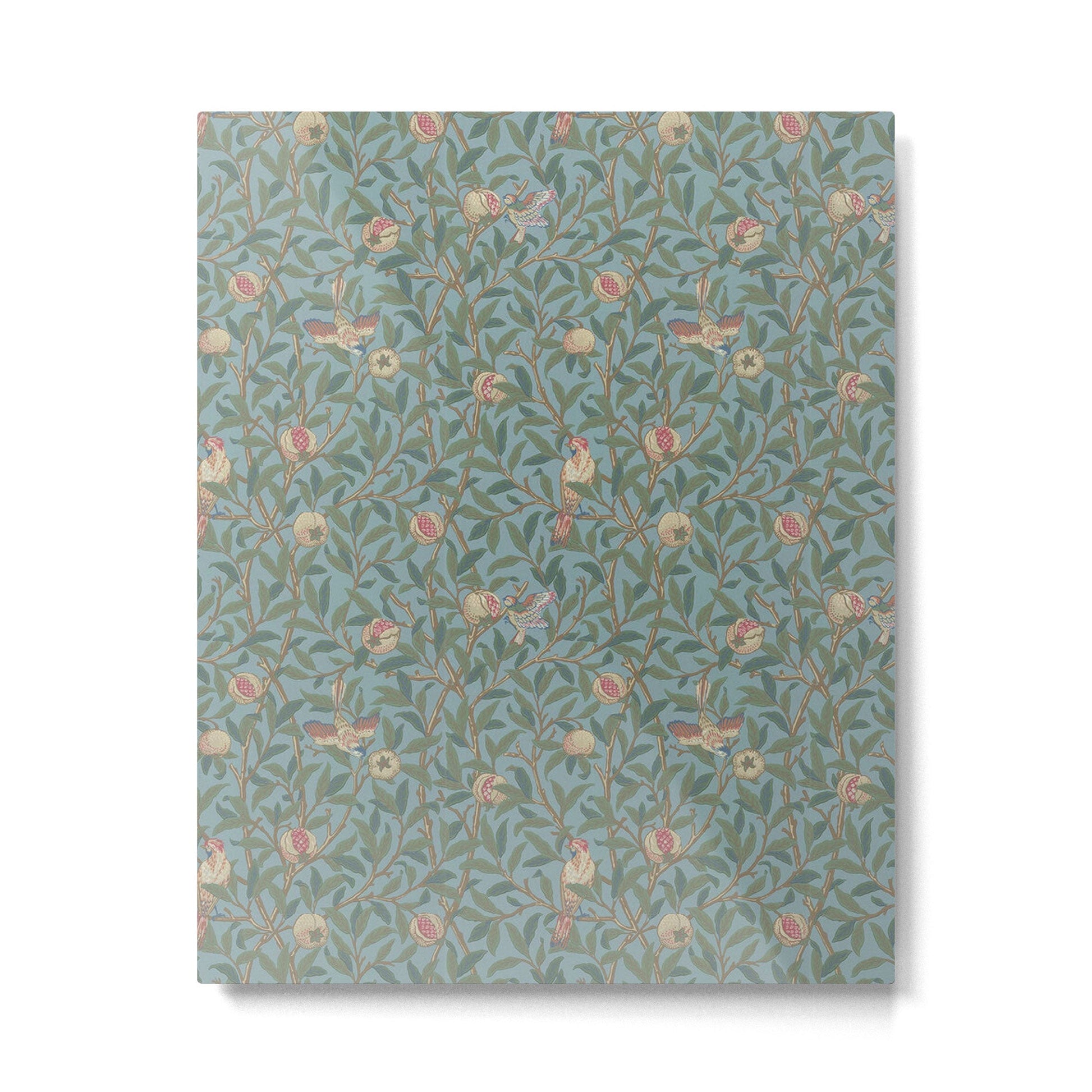 William Morris Bird and Pomegranate Turquoise Coral Metal Print | TeksDecor