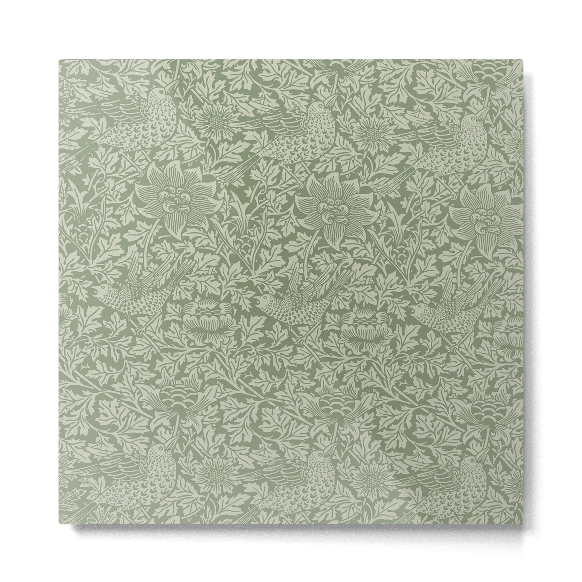 William Morris Bird & Anemone Sage Green Metal Print | TeksDecor