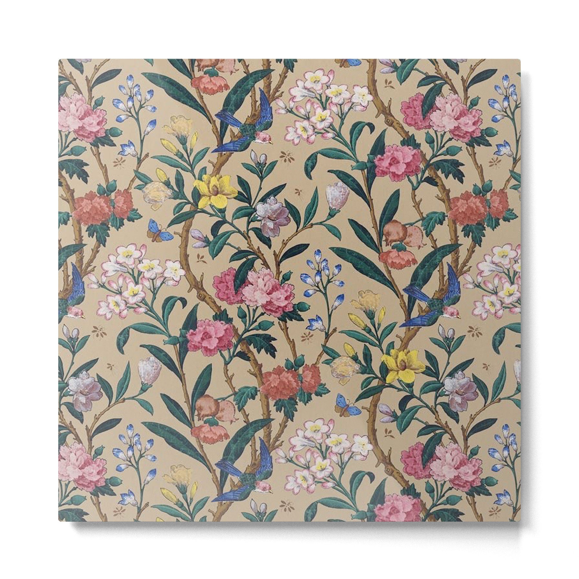 William Morris Birds, Butterflies and Bees Vintage Pattern Metal Print | TeksDecor