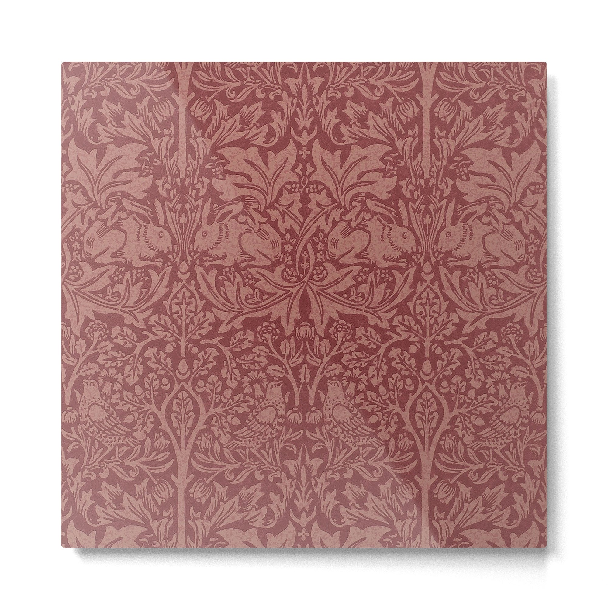 William Morris Brer Rabbit Brick Red Vintage Pattern Metal Print | TeksDecor