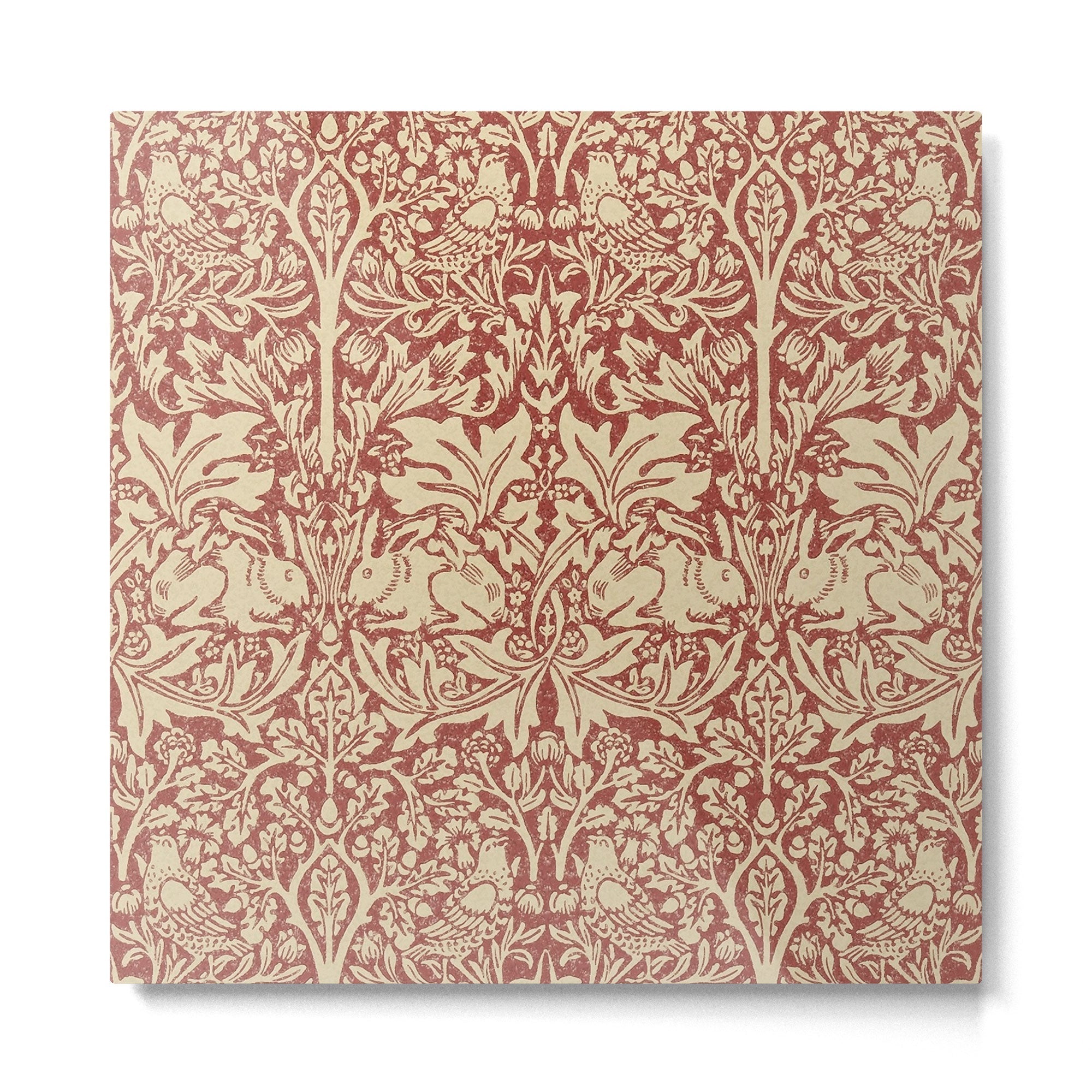 William Morris Brer Rabbit Church Red Biscuit Vintage Pattern  Metal Print | TeksDecor