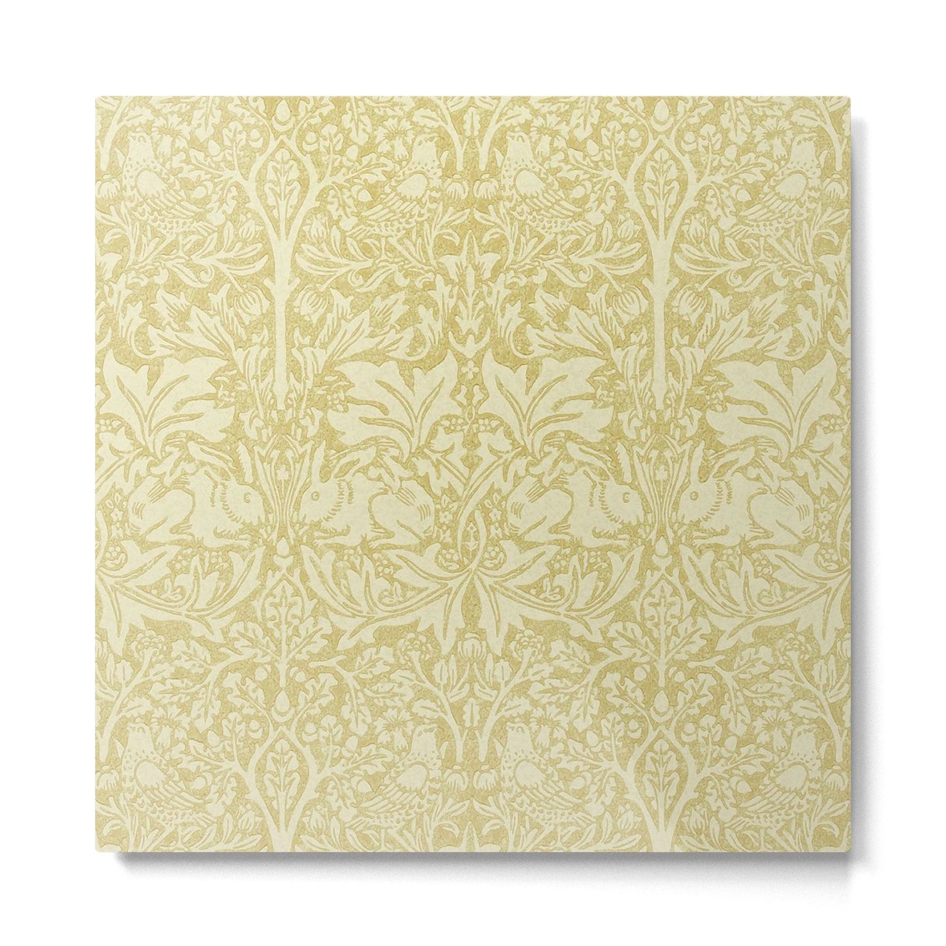 William Morris Brer Rabbit Golden Manilla Ivory Pattern  Metal Print | TeksDecor