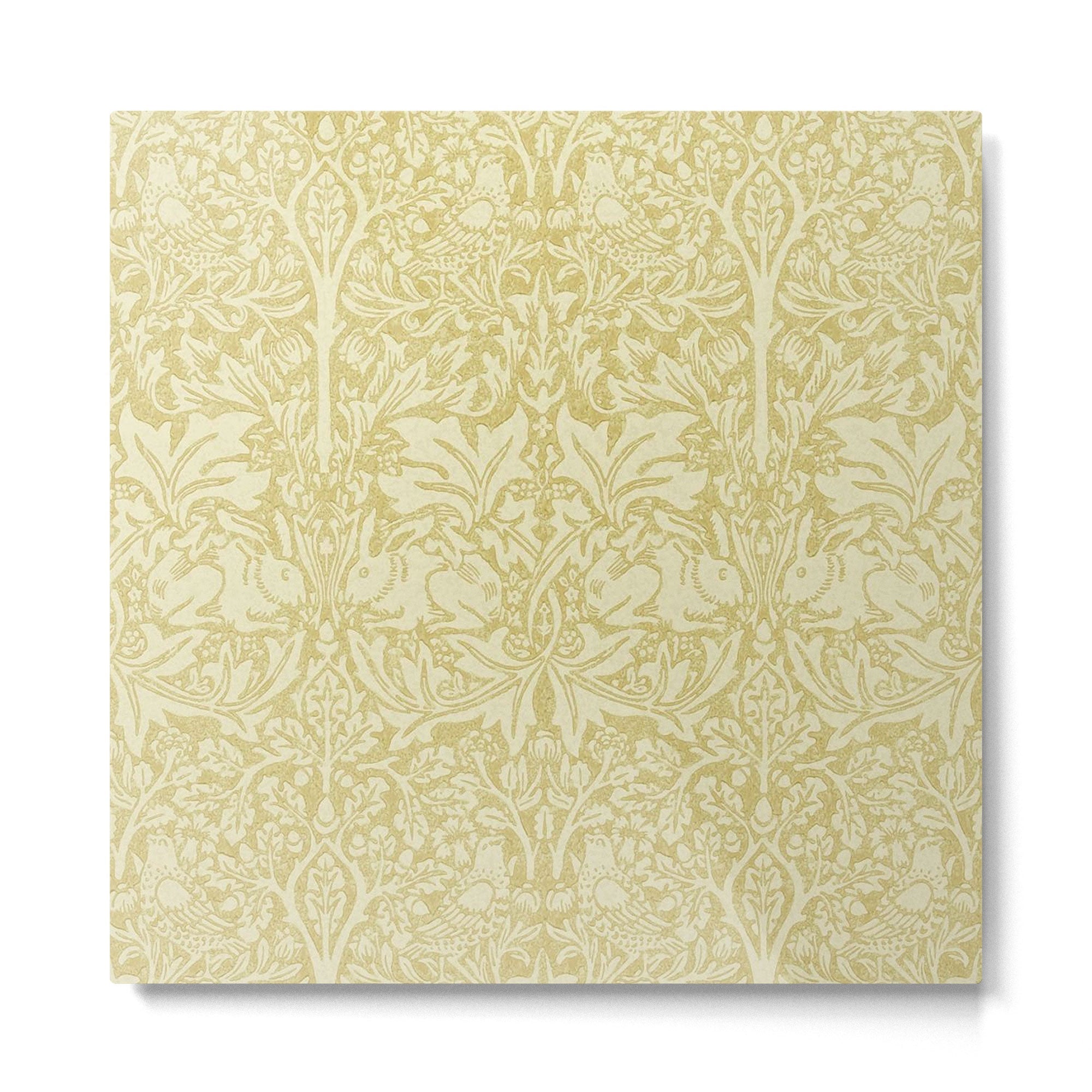 William Morris Brer Rabbit Golden Manilla Ivory Pattern  Metal Print | TeksDecor
