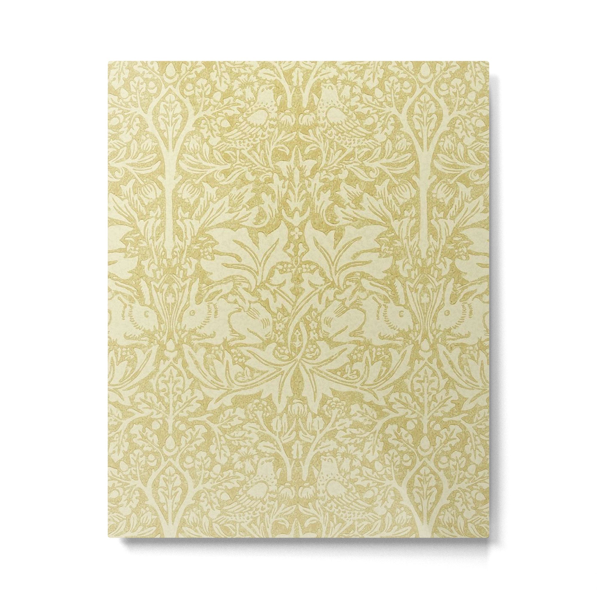 William Morris Brer Rabbit Golden Manilla Ivory Pattern  Metal Print | TeksDecor