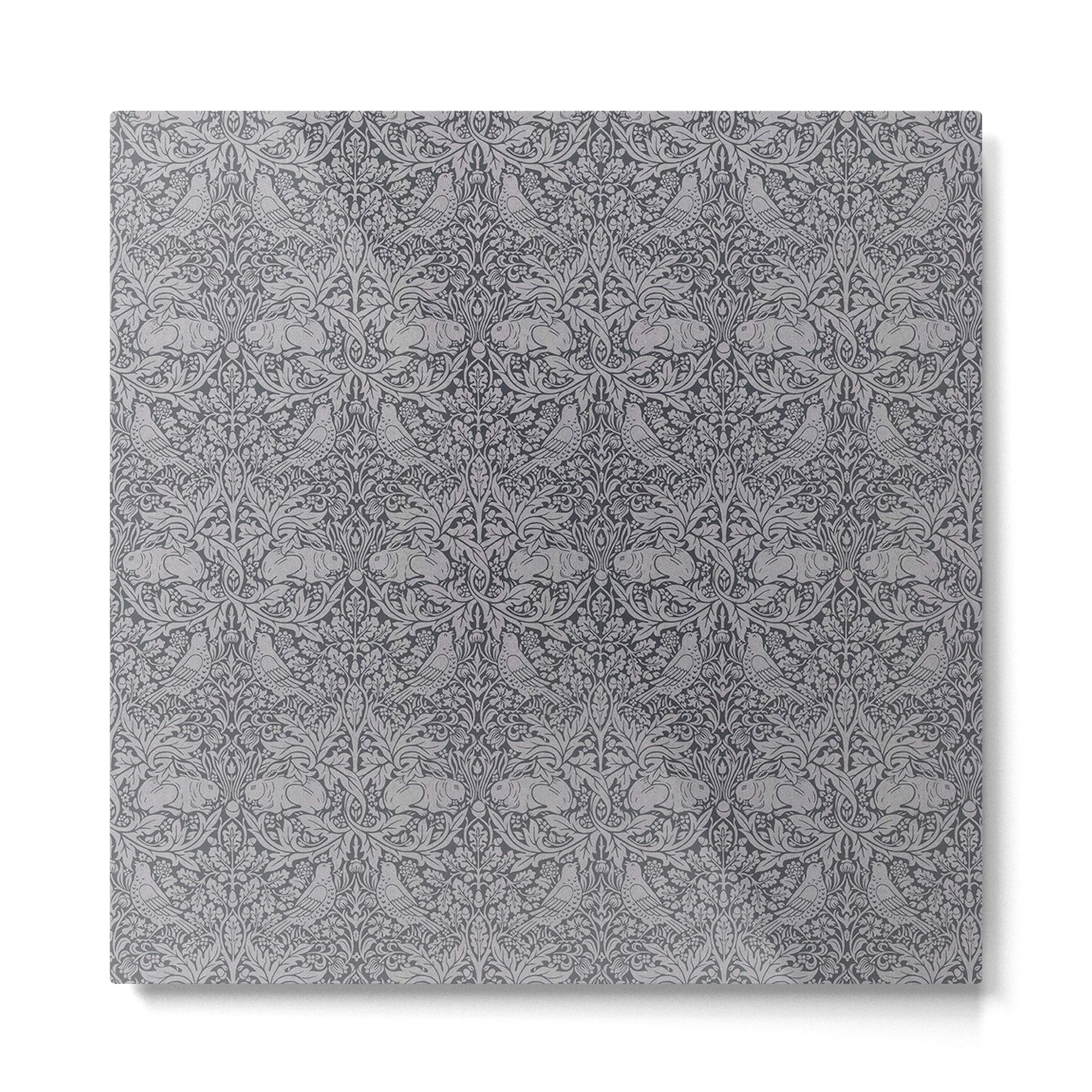William Morris Brer Rabbit Ink Silver Vintage Pattern Metal Print | TeksDecor