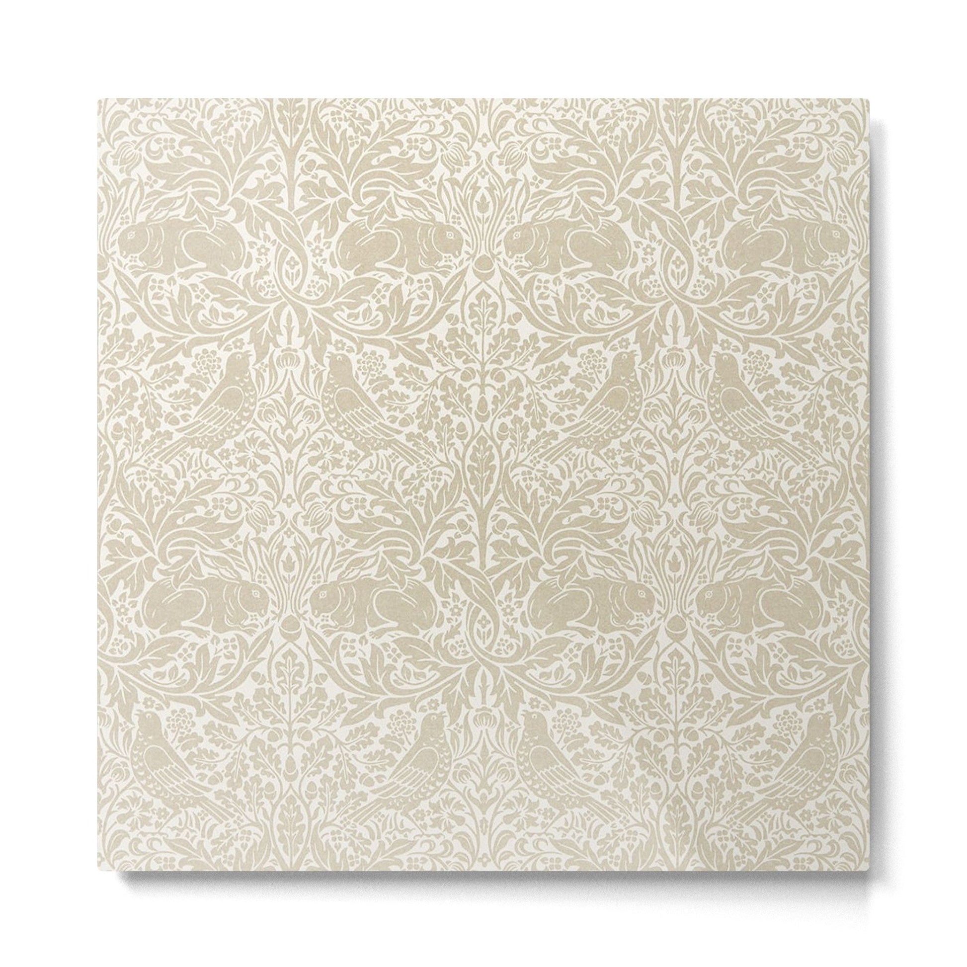William Morris Brer Rabbit Linen Beige Vintage Pattern Metal Print | TeksDecor
