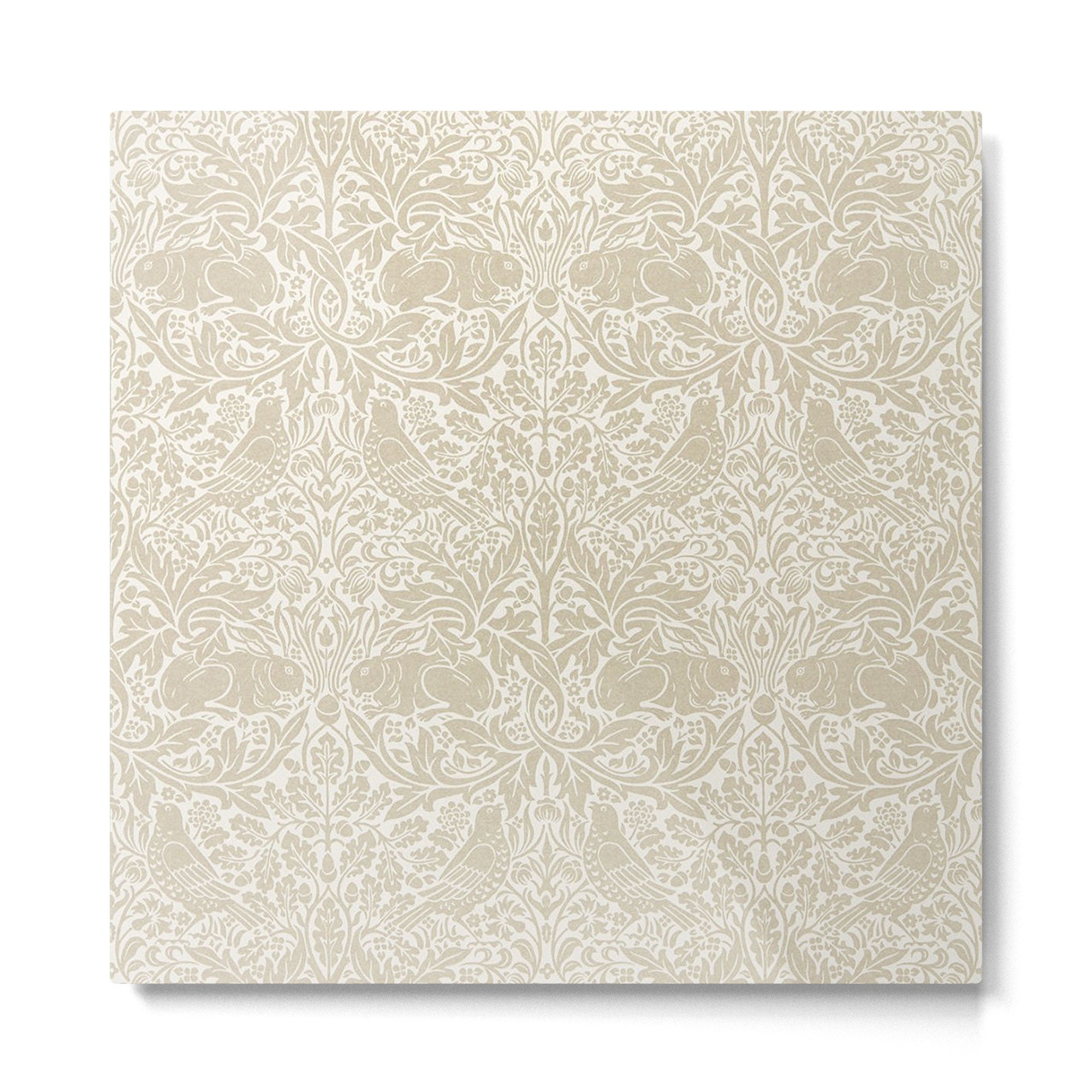 William Morris Brer Rabbit Linen Beige Vintage Pattern Metal Print | TeksDecor