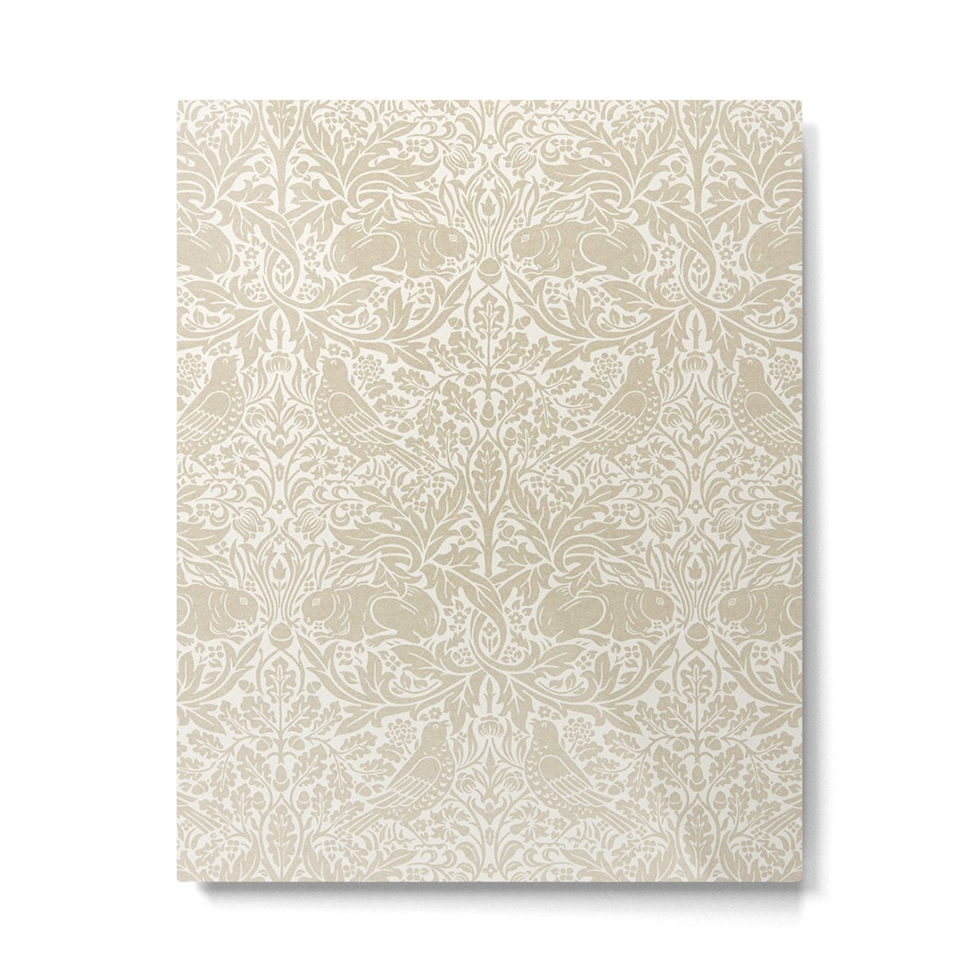 William Morris Brer Rabbit Linen Beige Vintage Pattern Metal Print | TeksDecor