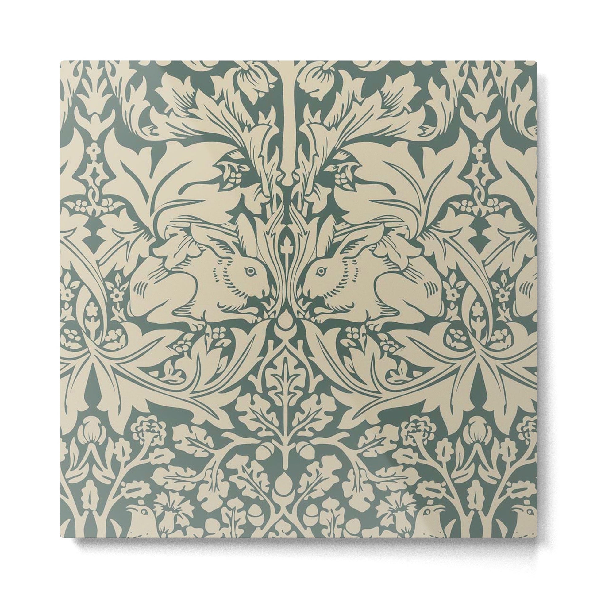 William Morris Brother Rabbit Sage Green Brer Art Metal Print | TeksDecor