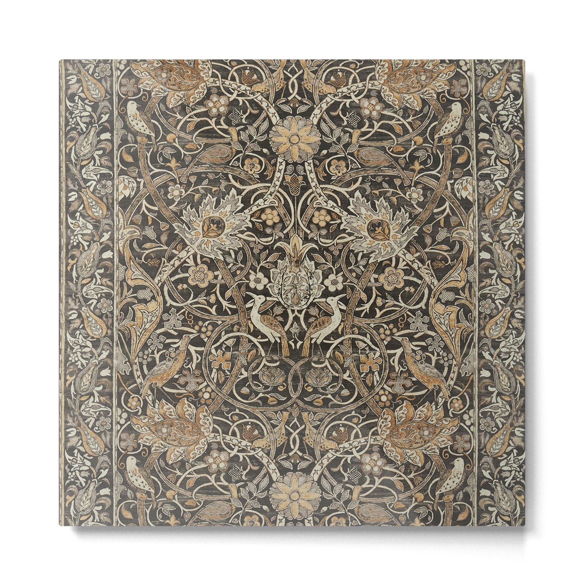 William Morris Bullerswood Charcoal Mustard Vintage Pattern Metal Print | TeksDecor