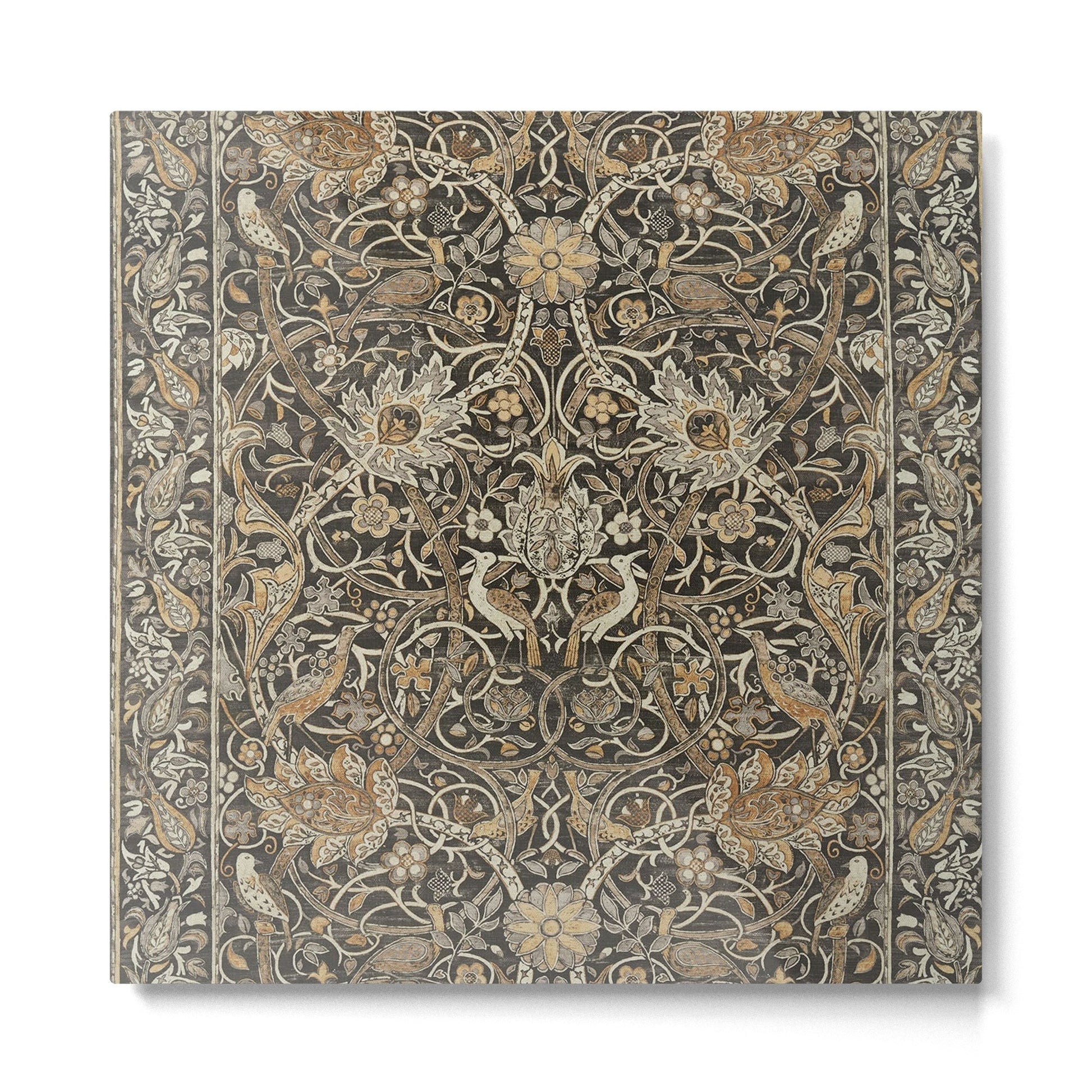William Morris Bullerswood Charcoal Mustard Vintage Pattern Metal Print | TeksDecor