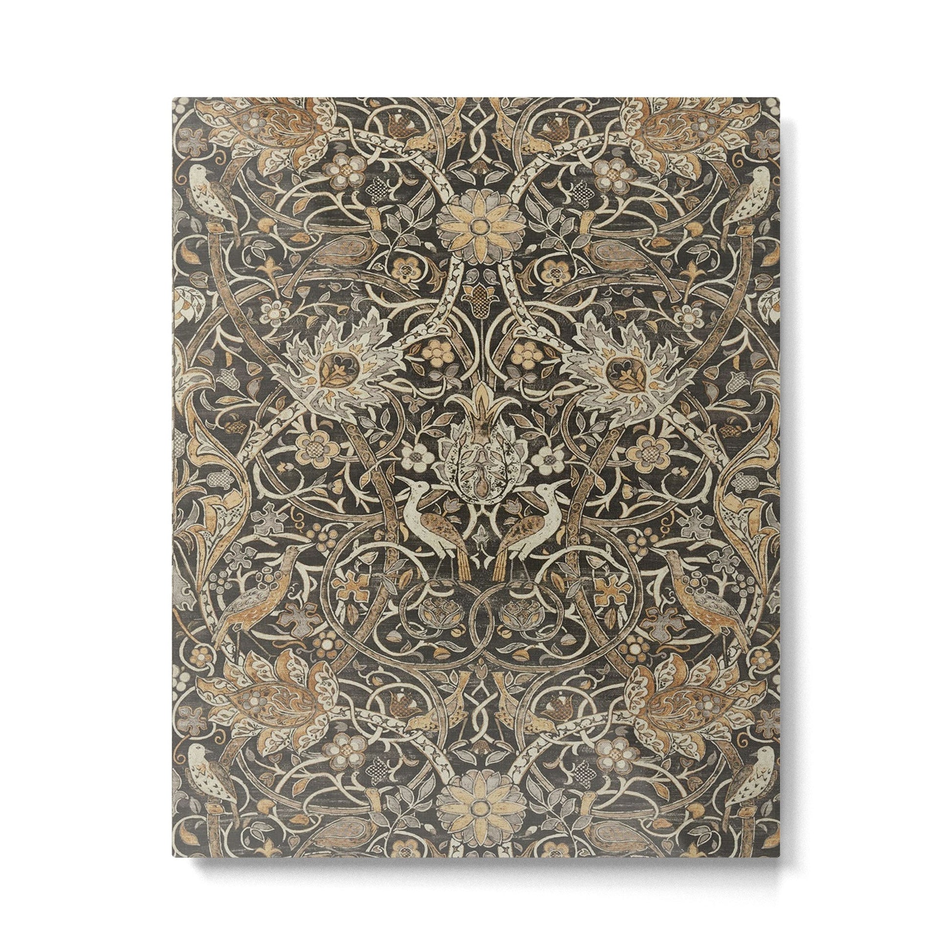 William Morris Bullerswood Charcoal Mustard Vintage Pattern Metal Print | TeksDecor