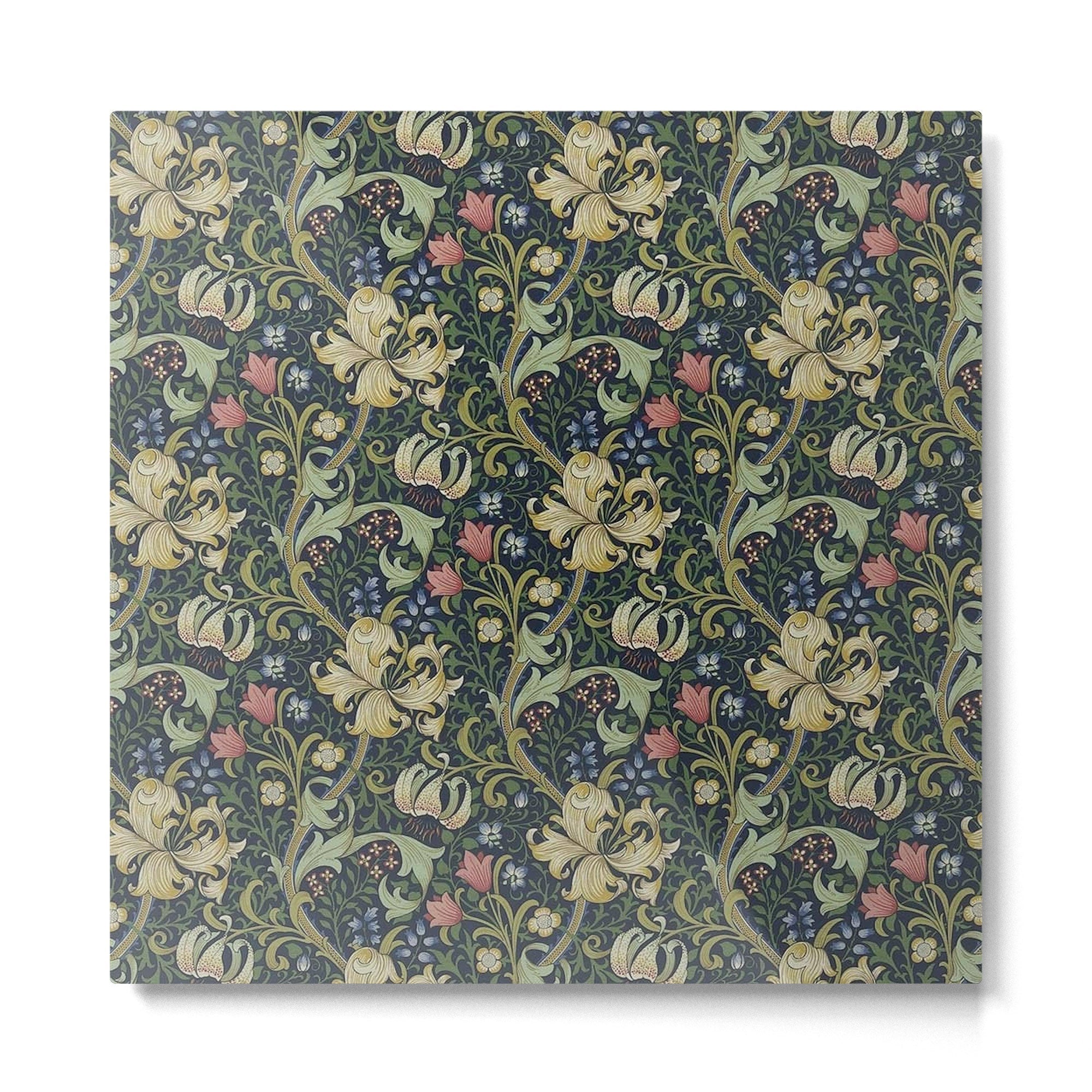 William Morris Golden Lily Midnight Green Vintage Pattern Metal Print | TeksDecor