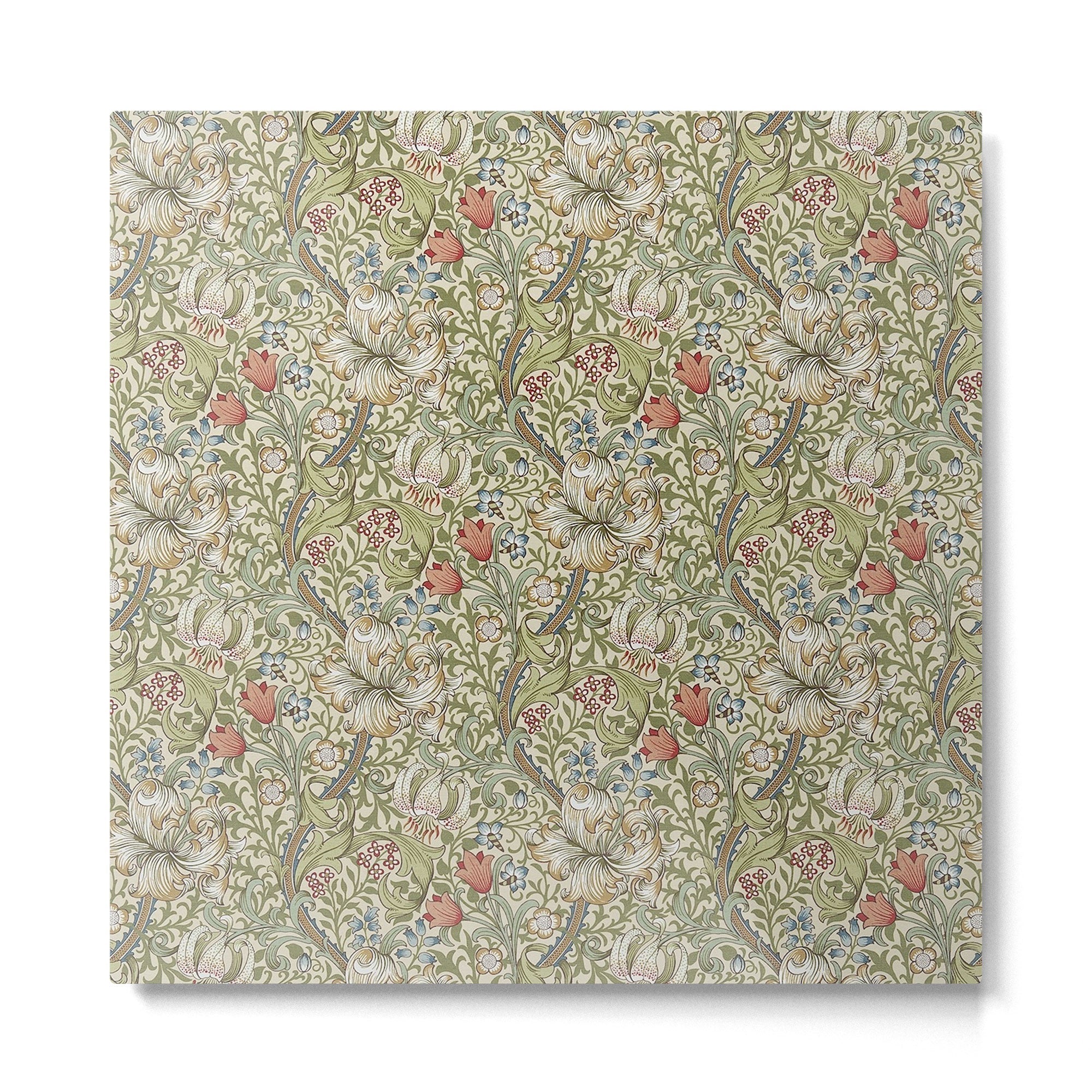 William Morris Golden Lily Minor Green Gold Vintage Pattern  Metal Print | TeksDecor