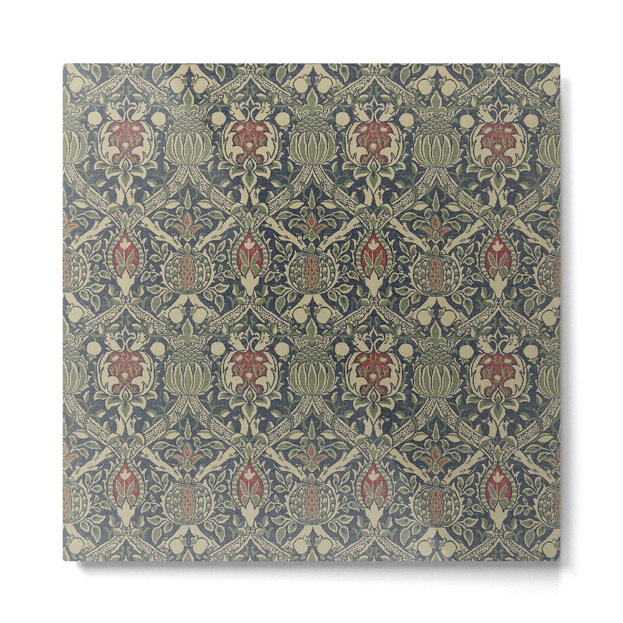 William Morris Granada Blue Indigo Red Vintage Pattern Metal Print | TeksDecor