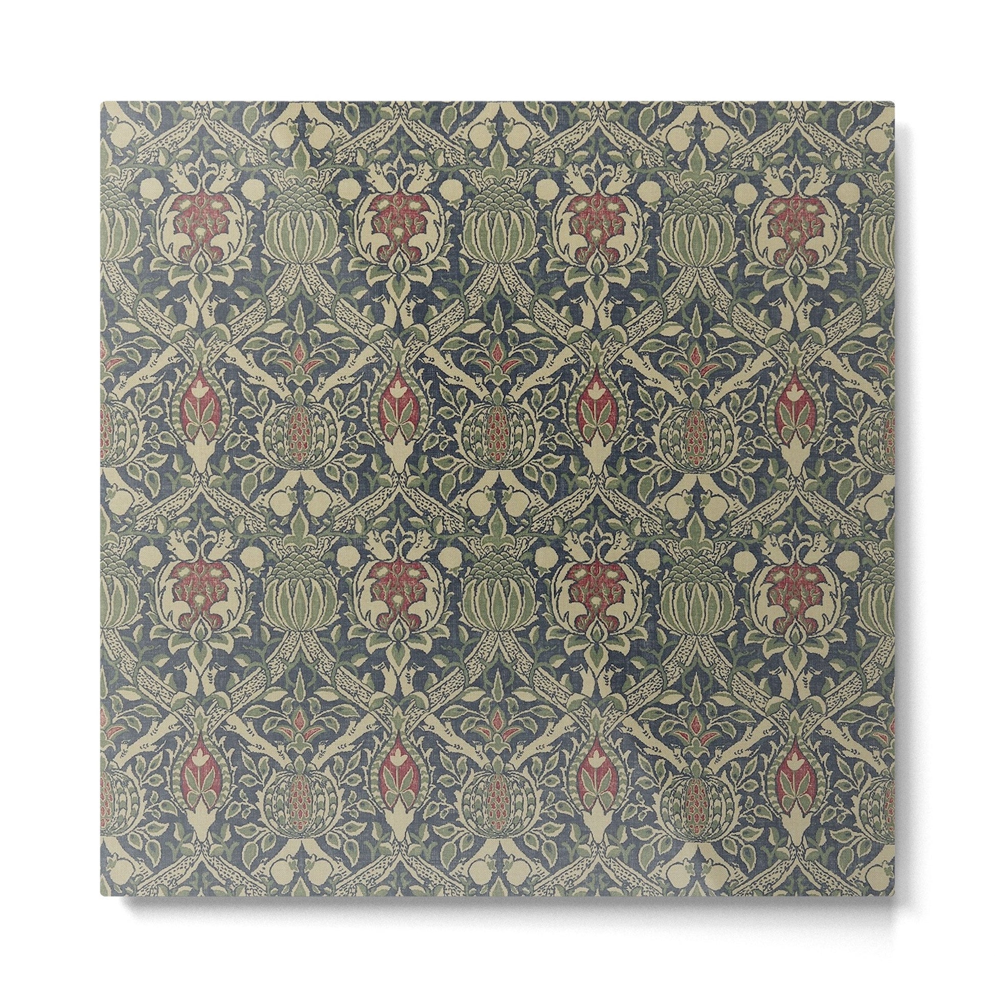 William Morris Granada Blue Indigo Red Vintage Pattern Metal Print | TeksDecor