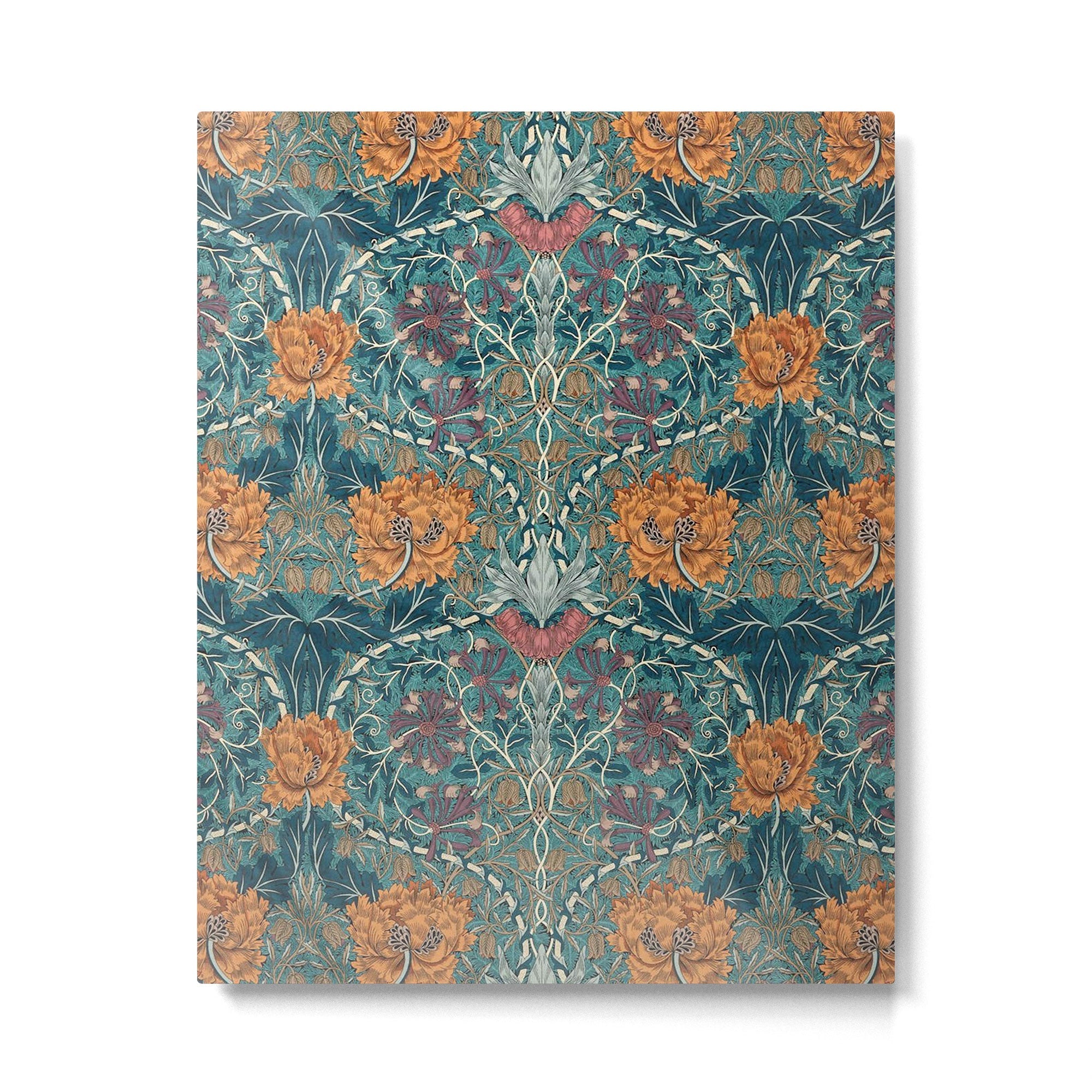 William Morris Honeysuckle and Tulip Woad Mulberry Pattern Metal Print | TeksDecor