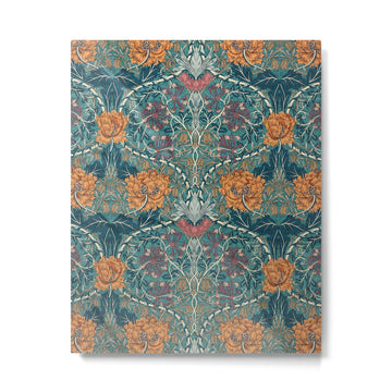 William Morris Honeysuckle and Tulip Woad Mulberry Pattern Metal Print | TeksDecor