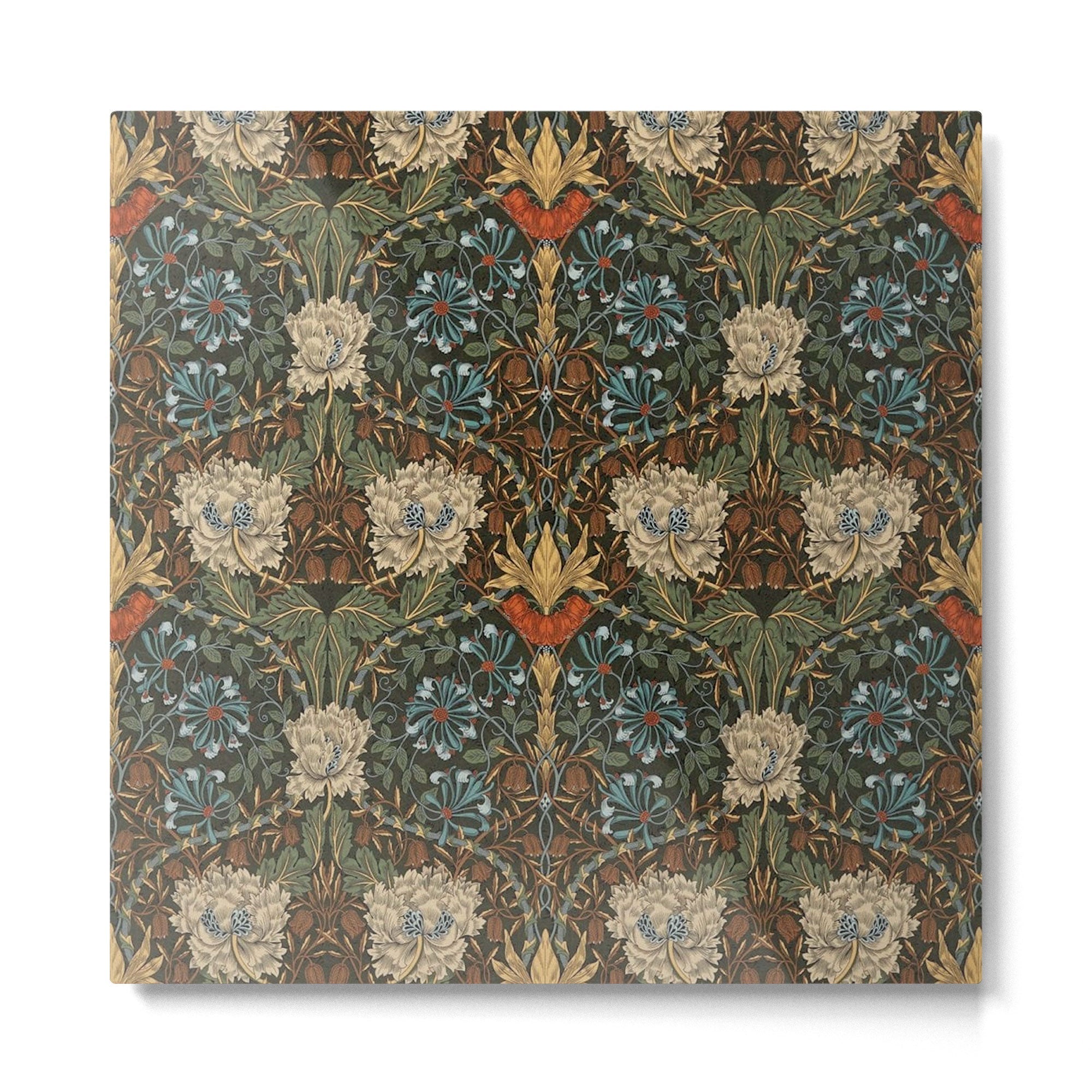 William Morris Honeysuckle and Tulip Forest Chestnut Pattern Metal Print | TeksDecor