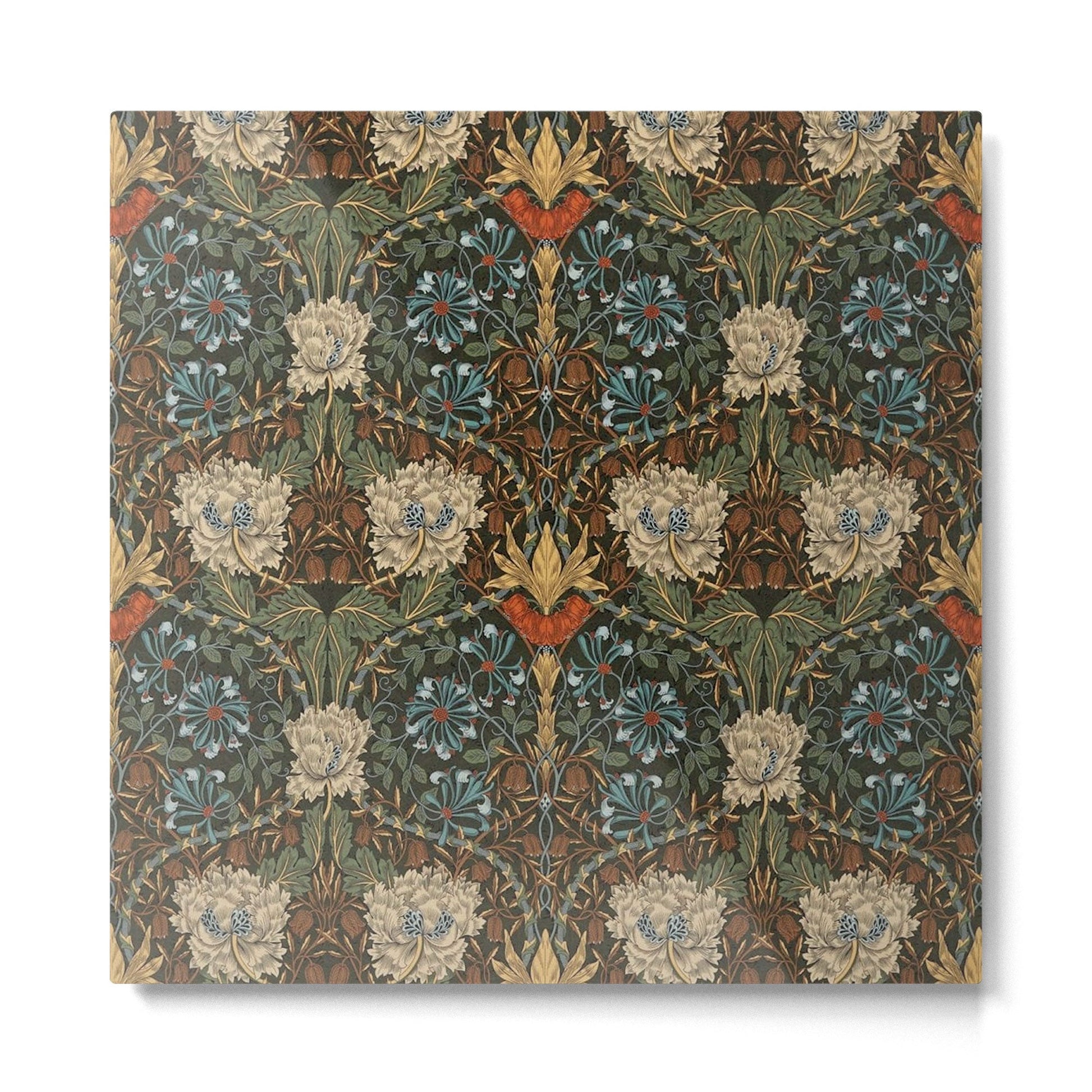 William Morris Honeysuckle and Tulip Forest Chestnut Pattern Metal Print | TeksDecor