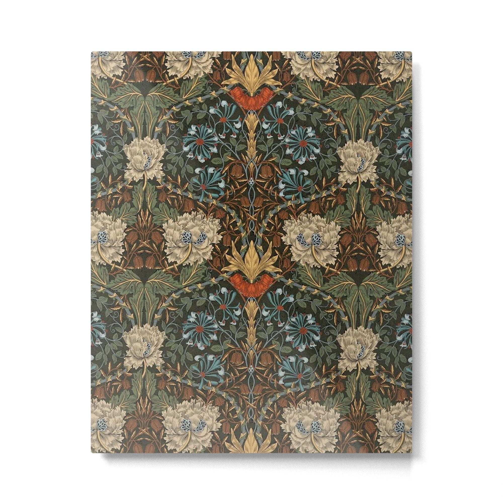 William Morris Honeysuckle and Tulip Forest Chestnut Pattern Metal Print | TeksDecor
