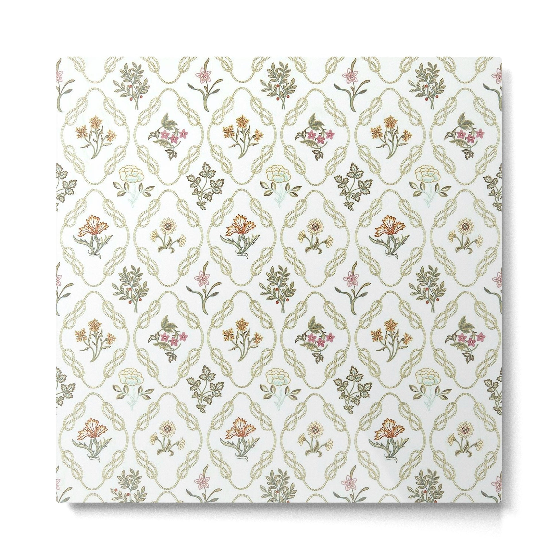 William Morris Kelmscott Trellis Ivory Amber Metal Print | TeksDecor