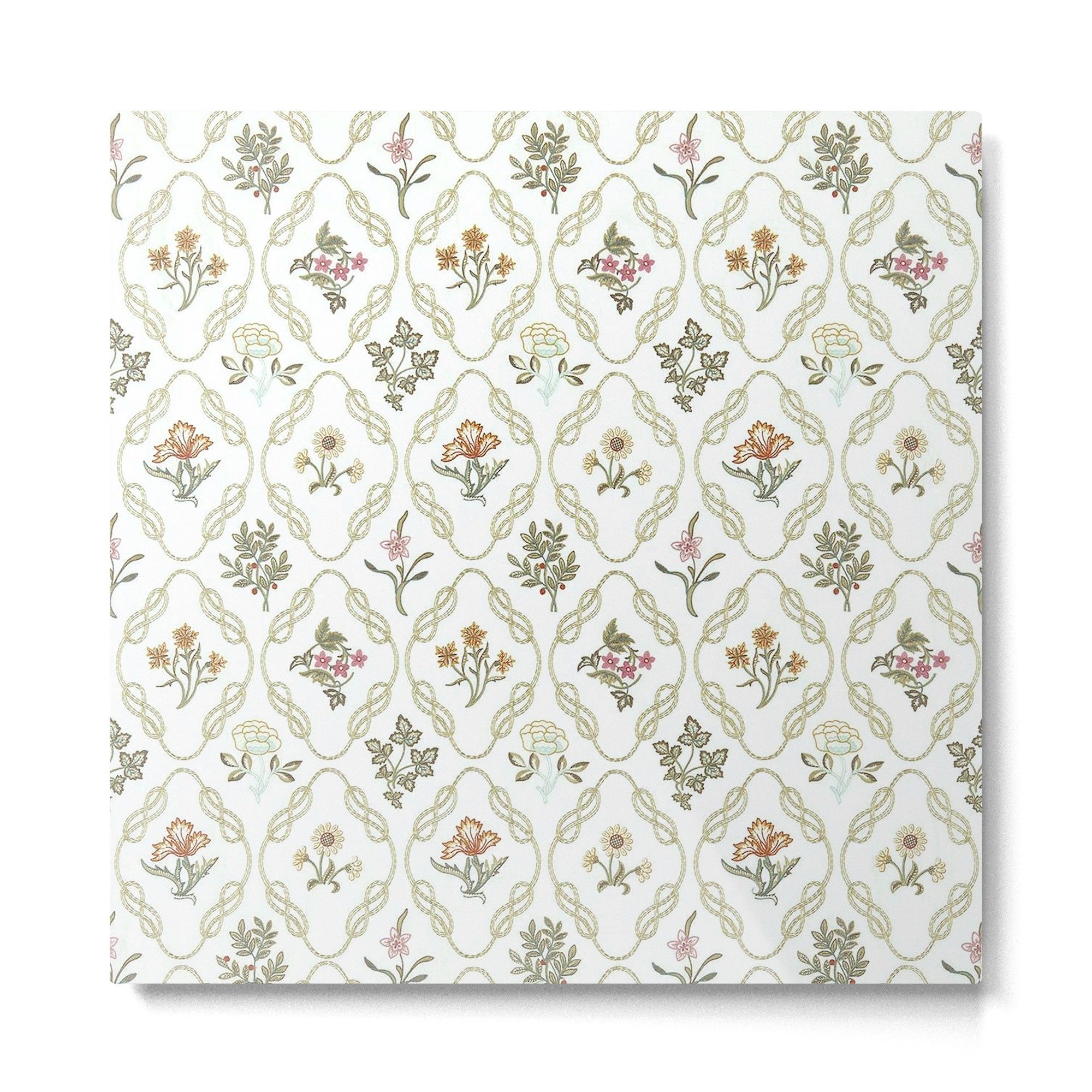 William Morris Kelmscott Trellis Ivory Amber Metal Print | TeksDecor