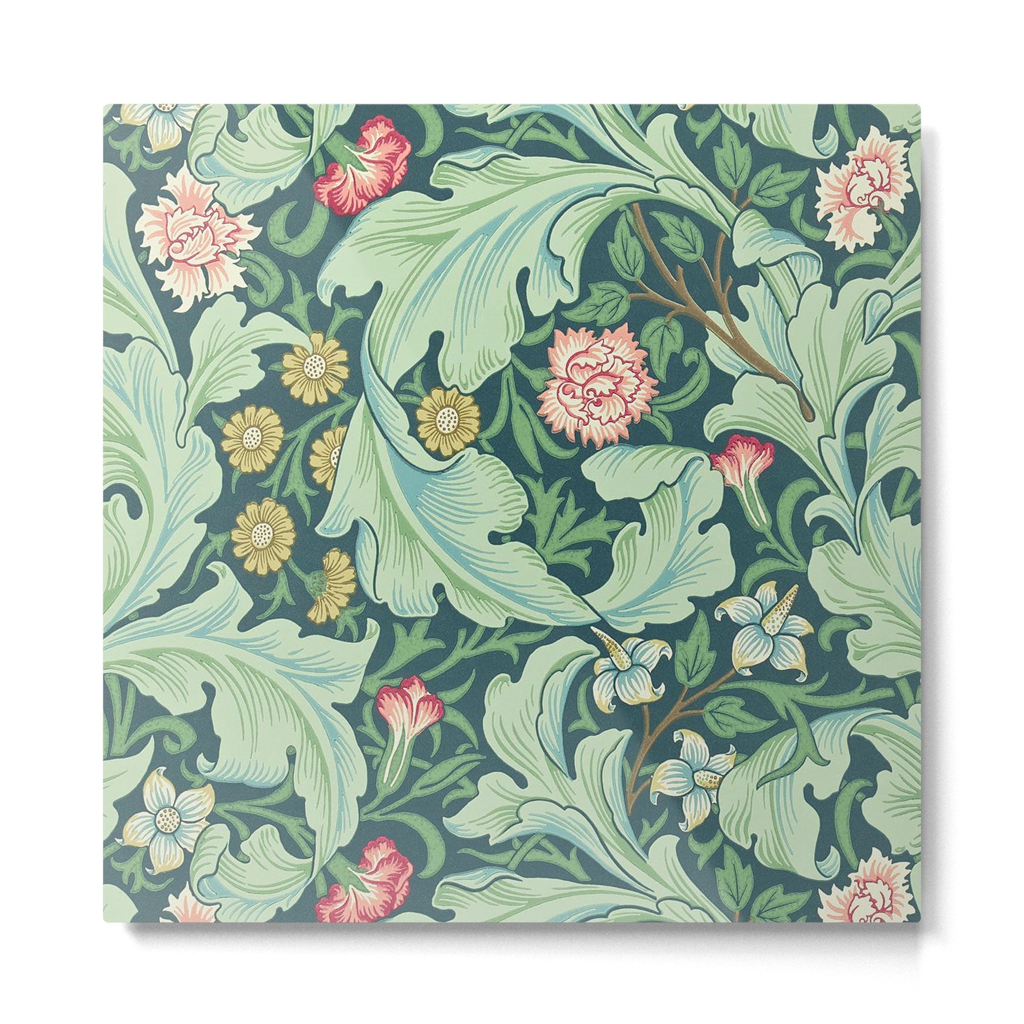 William Morris Leicester Green Floral Botanical Vintage Pattern Metal Print | TeksDecor