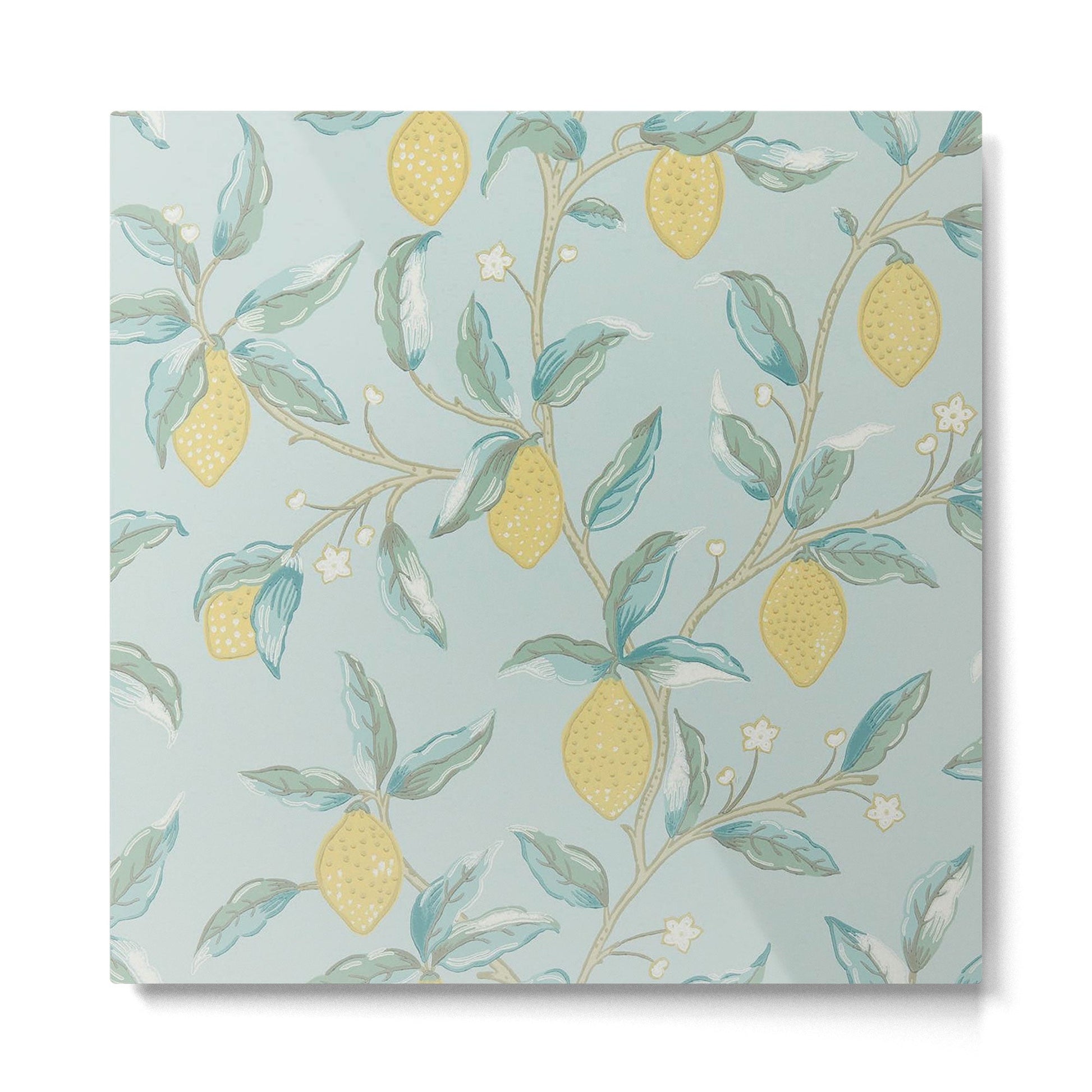 William Morris Lemon Fruit Tree Wedgewood Metal Print | TeksDecor