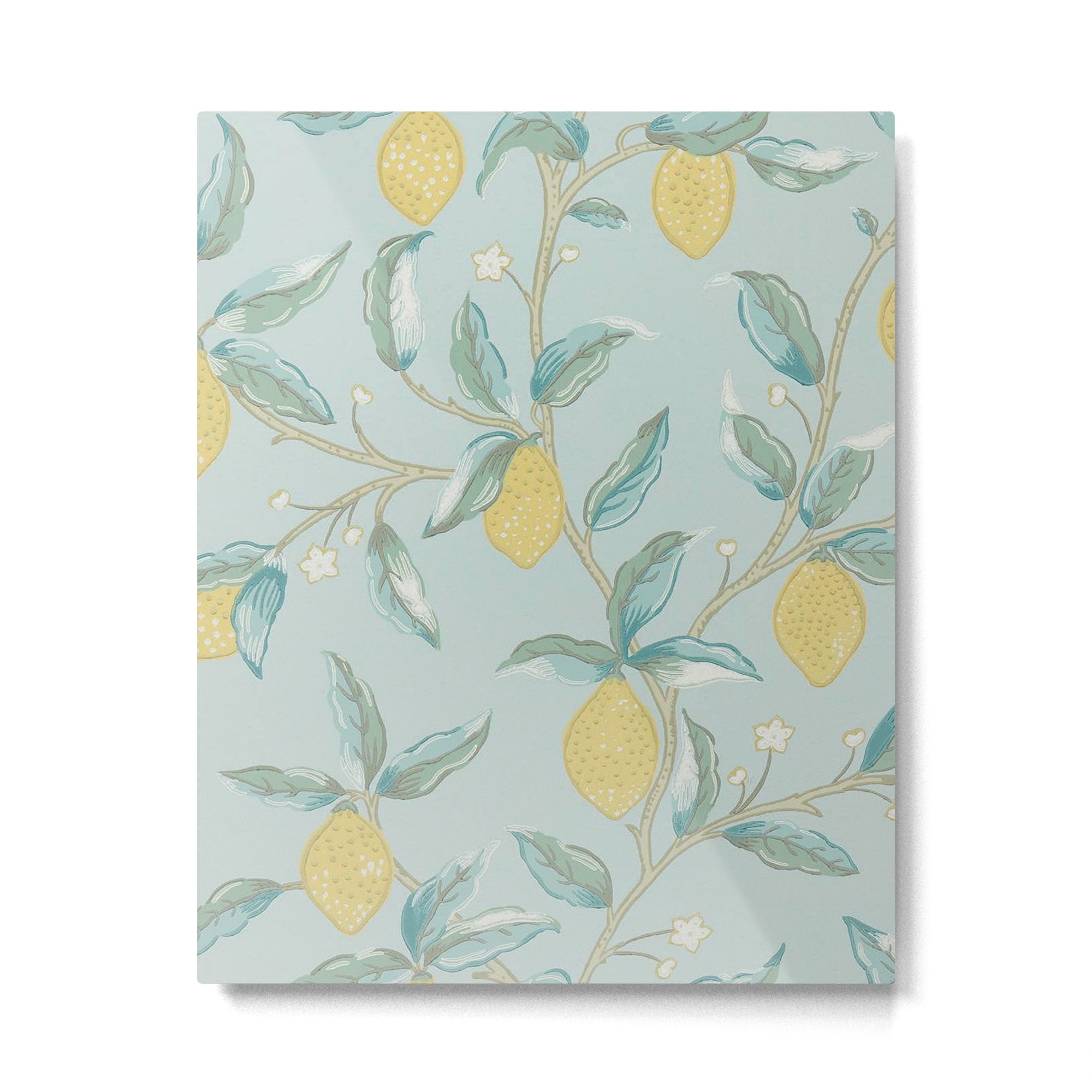 William Morris Lemon Fruit Tree Wedgewood Metal Print | TeksDecor