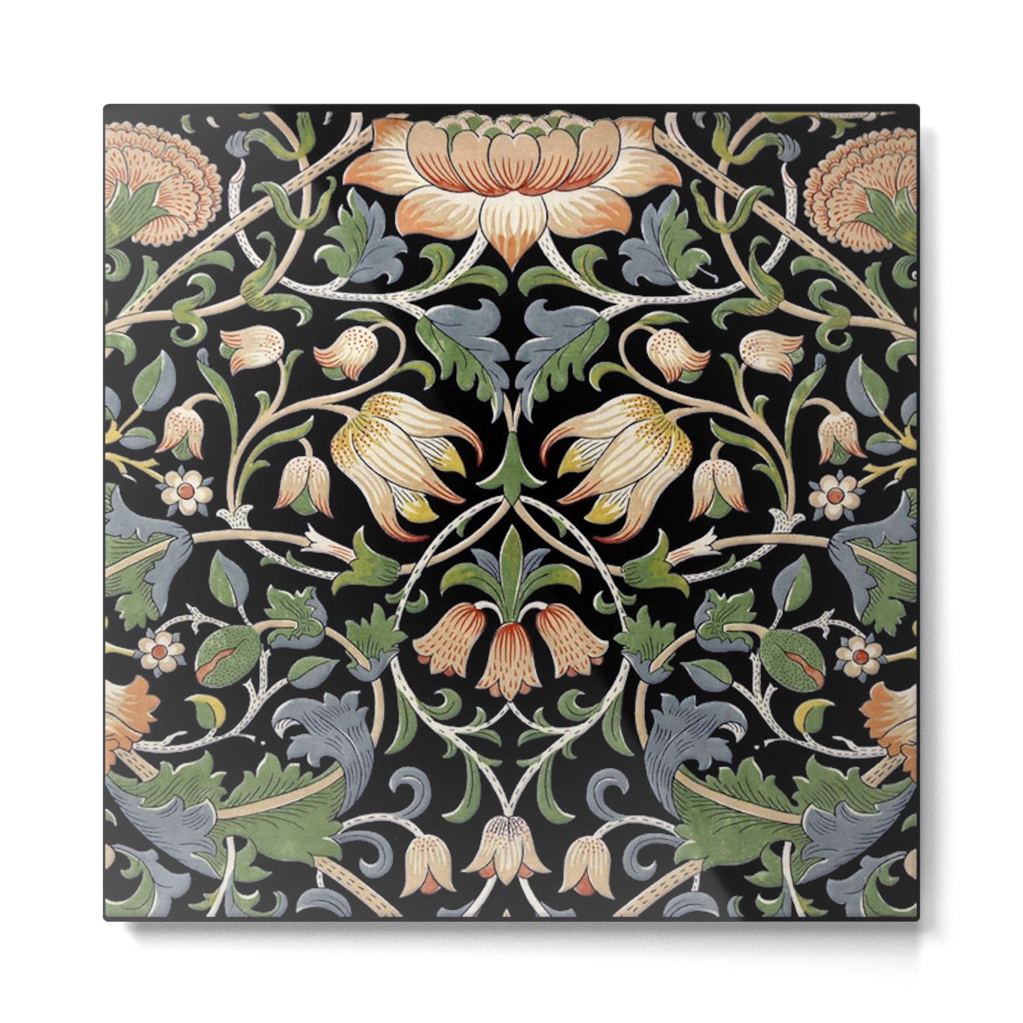 William Morris Lodden Border Midnight Indigo Metal Print | TeksDecor
