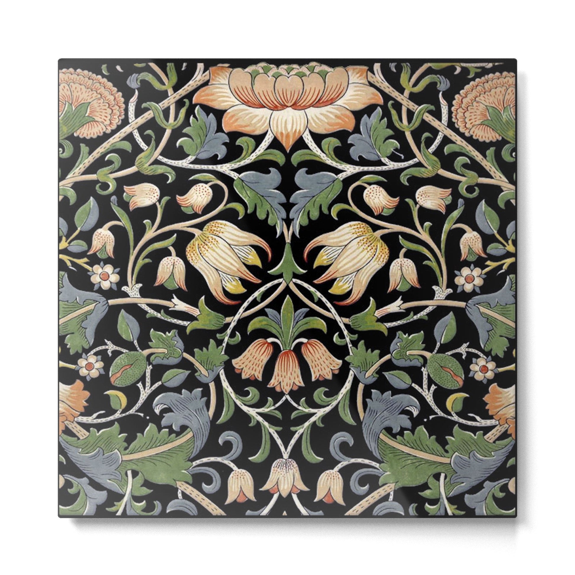 William Morris Lodden Border Midnight Indigo Metal Print | TeksDecor